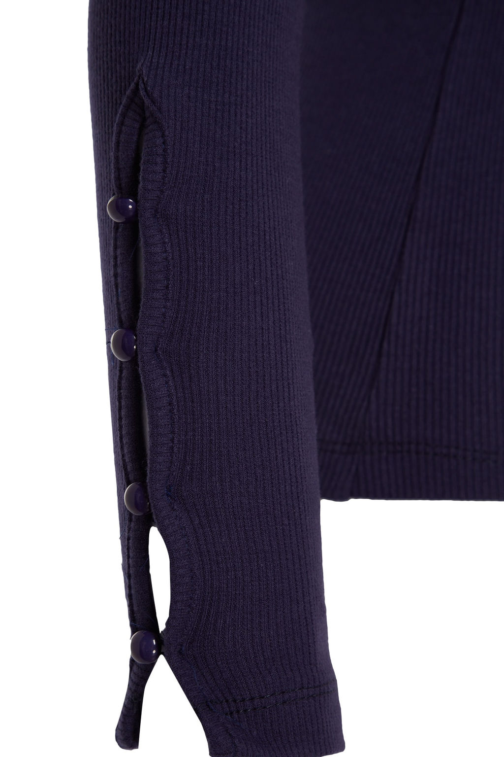 Trendyolmilla Lacivert Dugmeli Fitilli Dik Yaka Fitted/Vucuda Oturan Pamuklu Esnek Orme Bluz TWOAW24BZ00273  фото 7