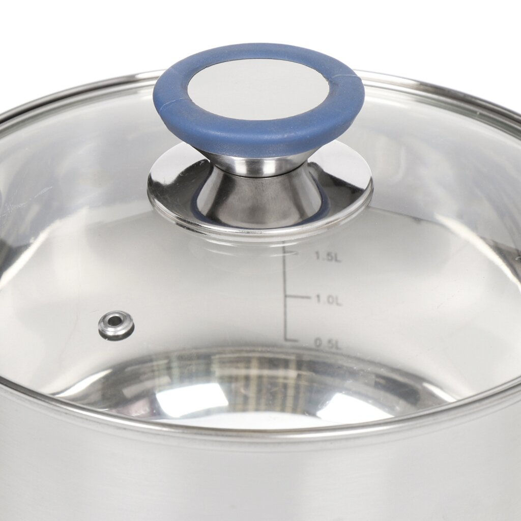 Кастрюля нерж СИЕНА 2,9л со стекл крышкой силикон/ручки SD-A93-18 (352051) /DANIKS/  фото 3