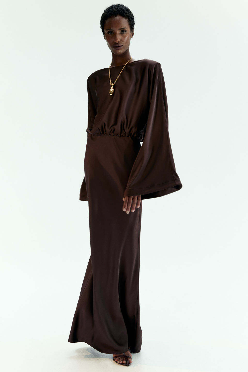 Vestido de sat?n con hombreras - H&m фото 3