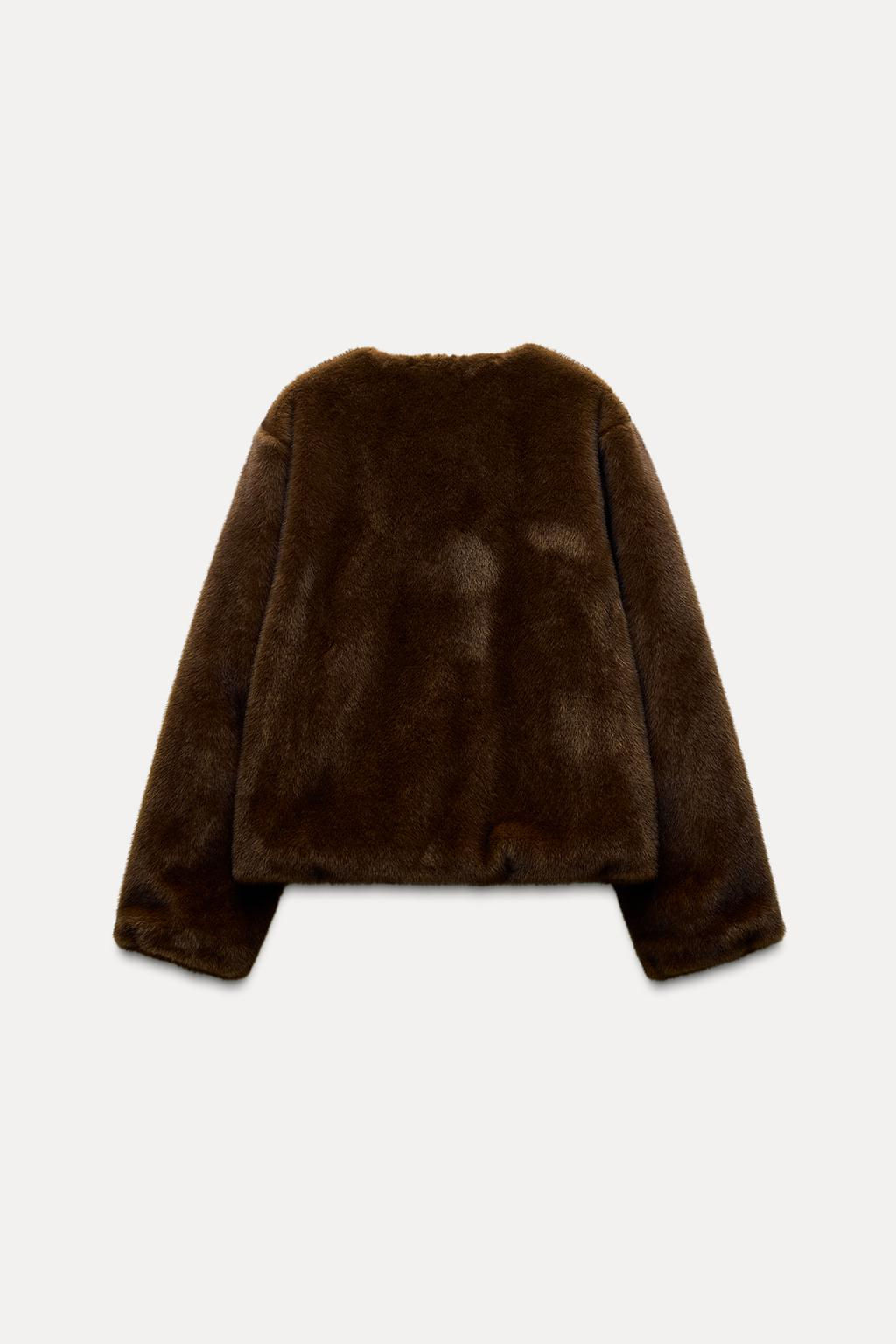 FAUX FUR BROOCH JACKET - Zara фото 4