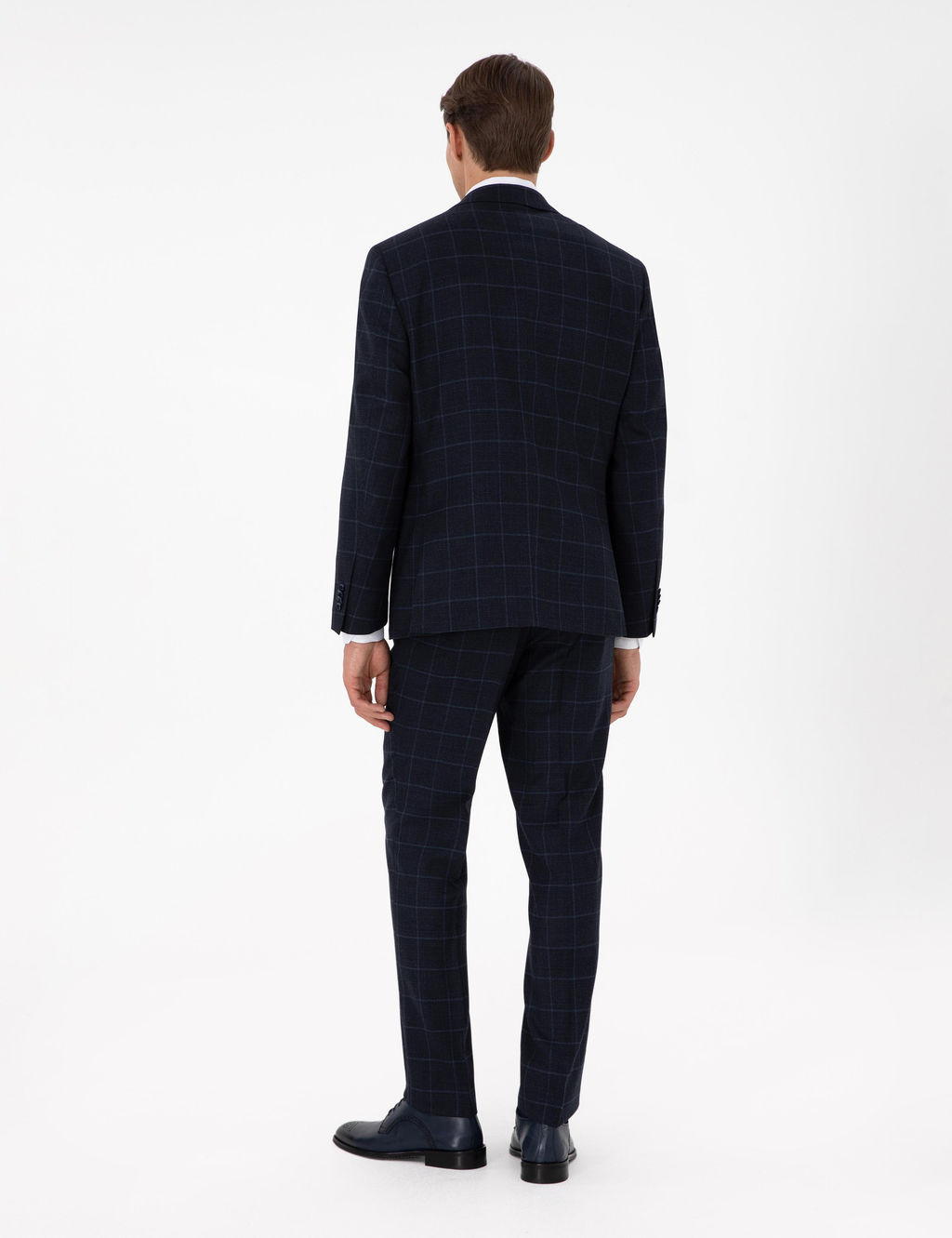 Lacivert Slim Fit Ekose Y_nl_ Tak_m Elbise