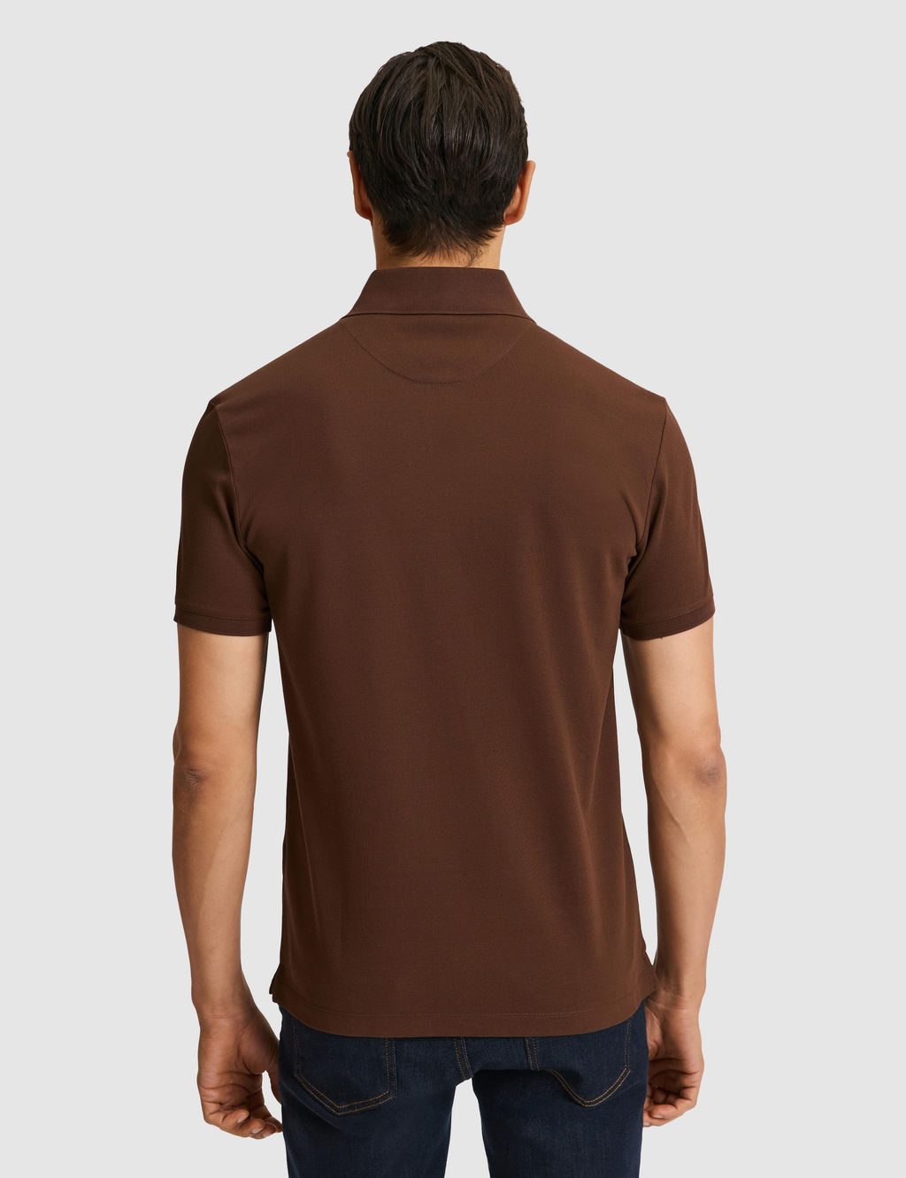 Kahverengi Slim Fit Saf Pamuk Polo Yaka Basic T-shirt