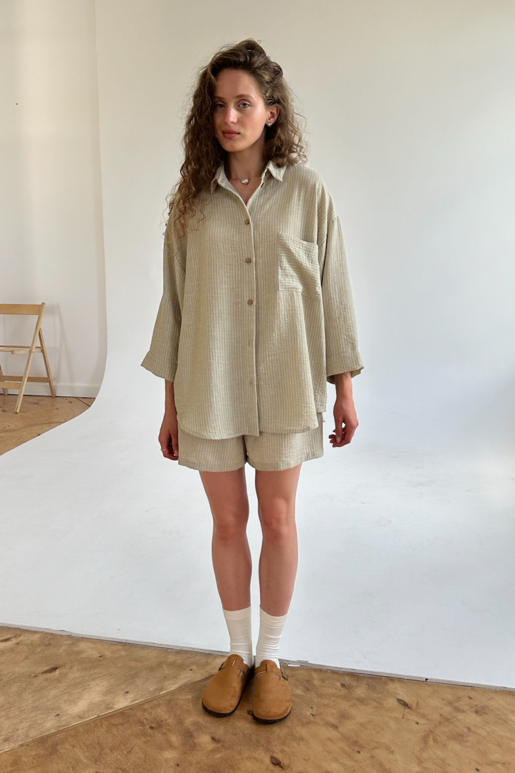 Рубашка СВОБОДА026/20/Оливковый, белый - M&G all natural фото 2