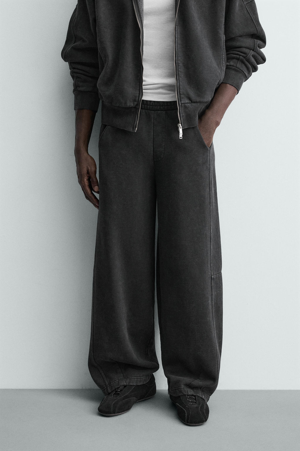 PANTAL?N JOGGER BALLOON FIT LAVADO / Antracita oscuro - Zara фото 2