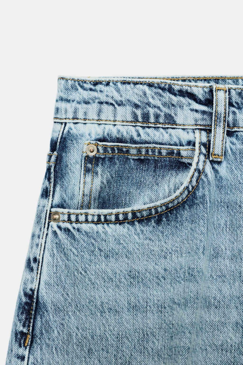 JEANS Z1975 BARREL TIRO MEDIO RAYA PLANCHADA / Azul medio - Zara фото 10