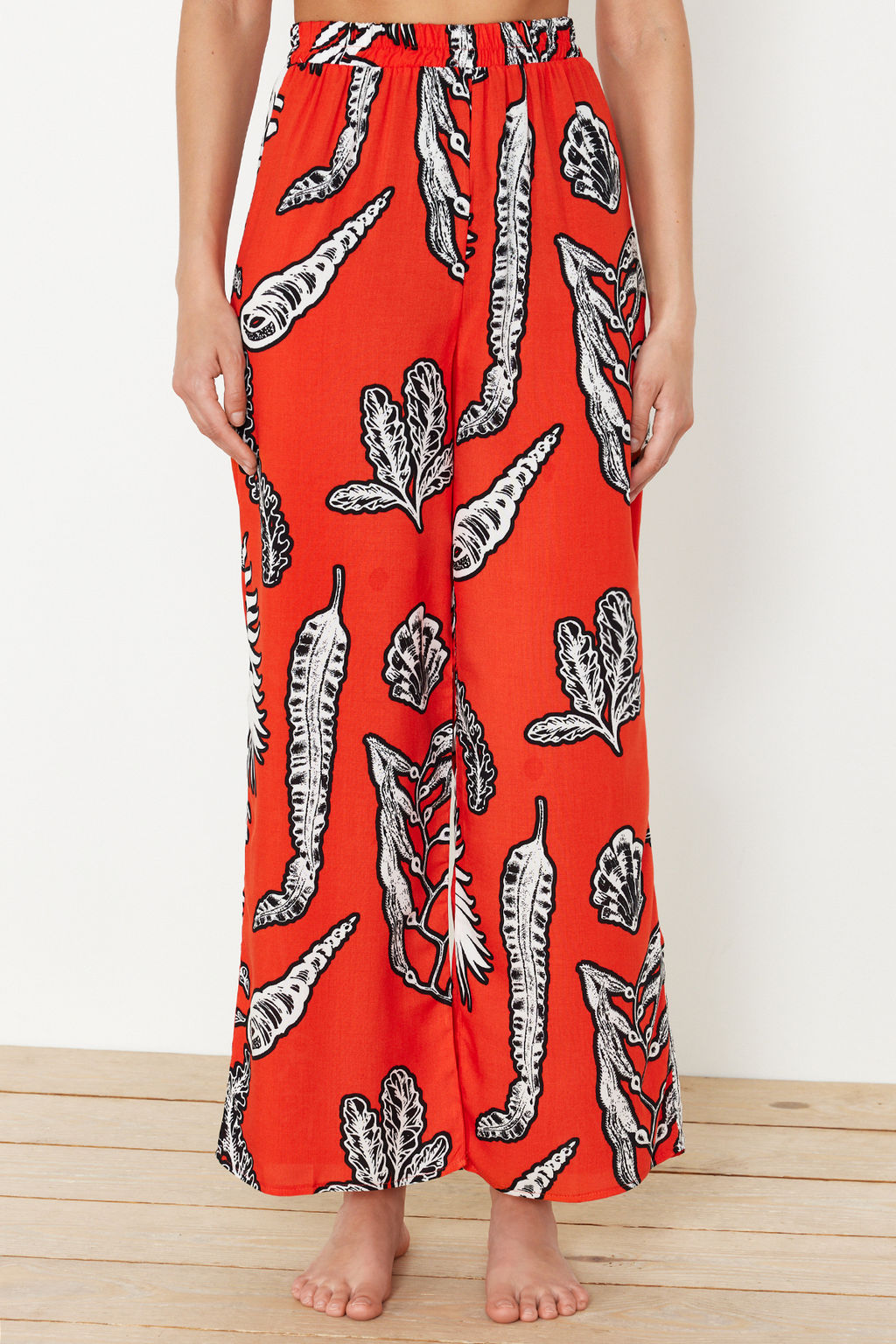 TRENDYOLMILLA Cicek Desenli Dokuma Plaj Pantolon TBESS24PL00021 фото 10