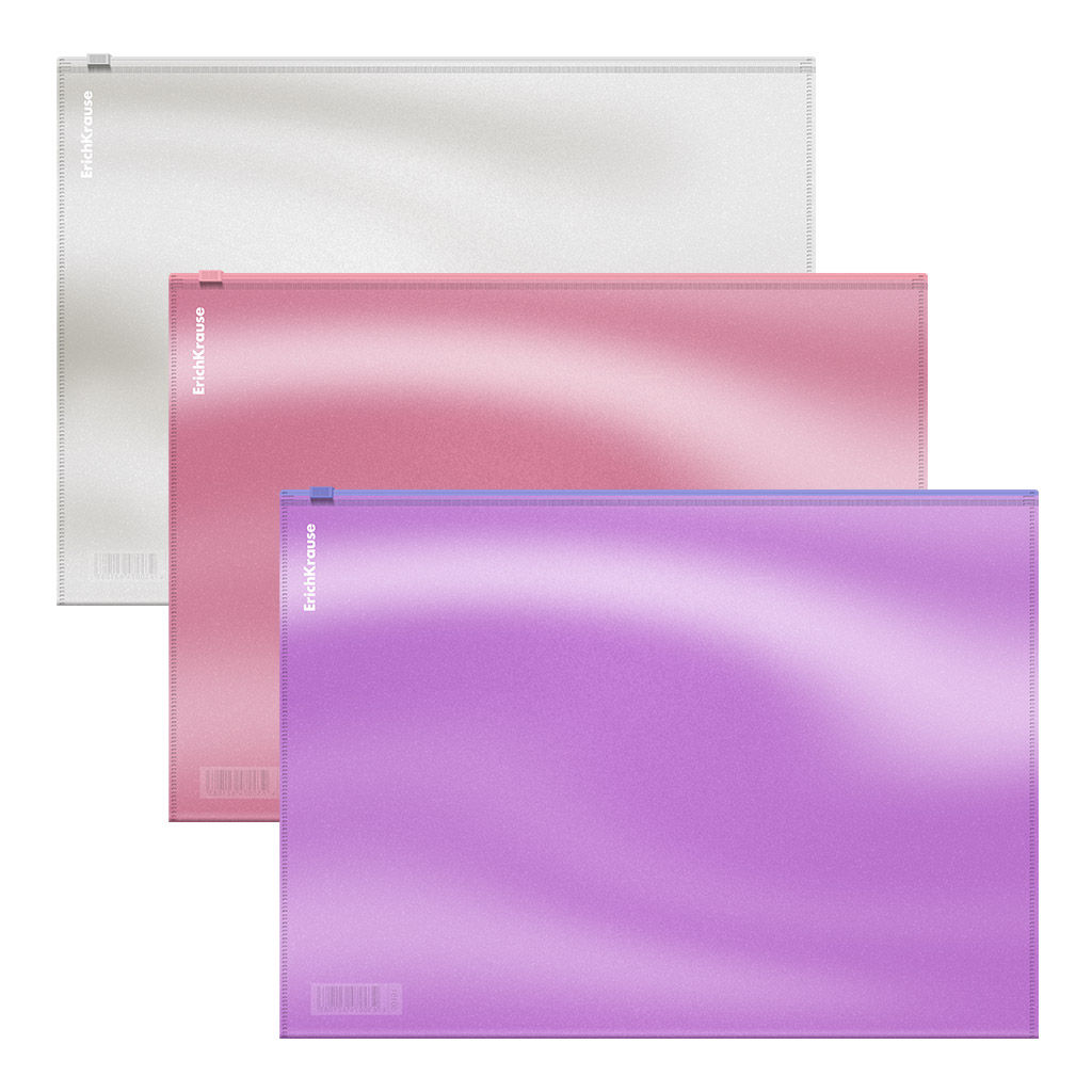 Цена за 12 шт. Zip-пакет пластиковый ErichKrause Glossy Candy, A4, полупрозрачный, ассорти (в пакете по 12 шт.)