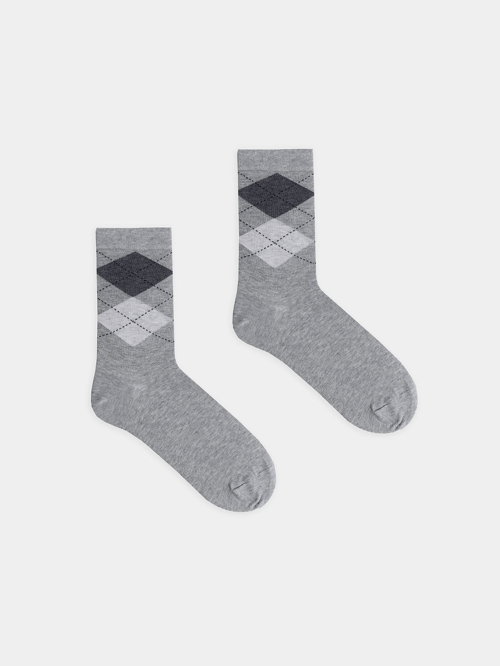 Цена за 5 пар! Носки мужские серые с рисунком в виде ромбов серый меланж 017K-2194 - Mark formelle фото 3