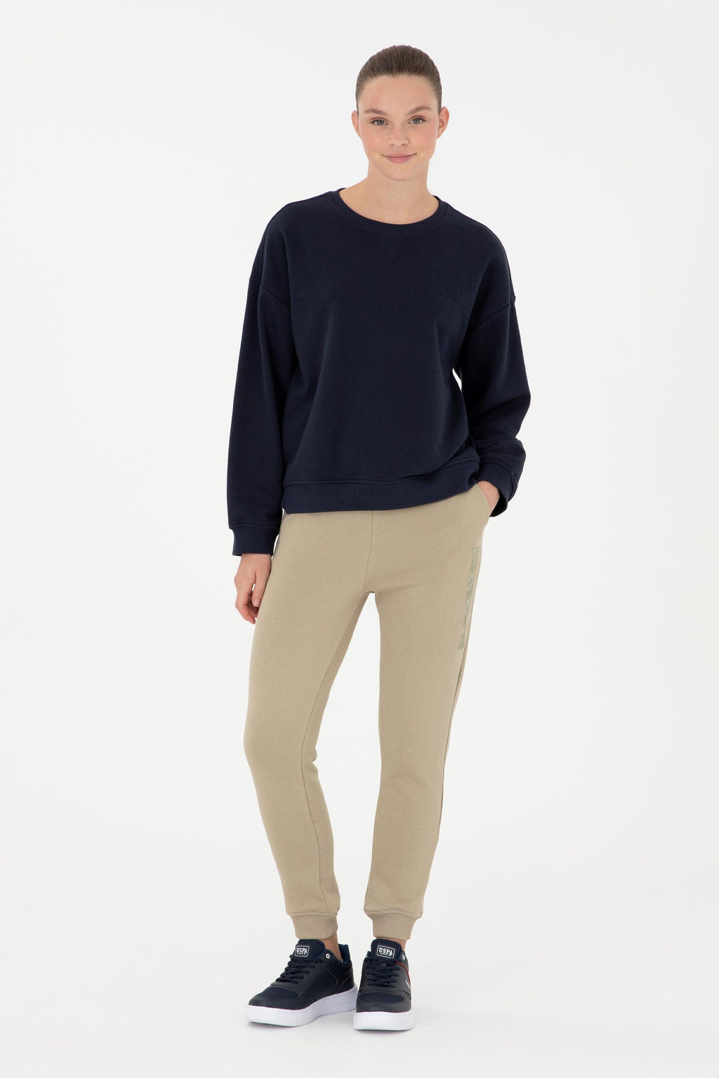 Женские легкие спортивные штаны цвета хаки - U.s. polo assn фото 7