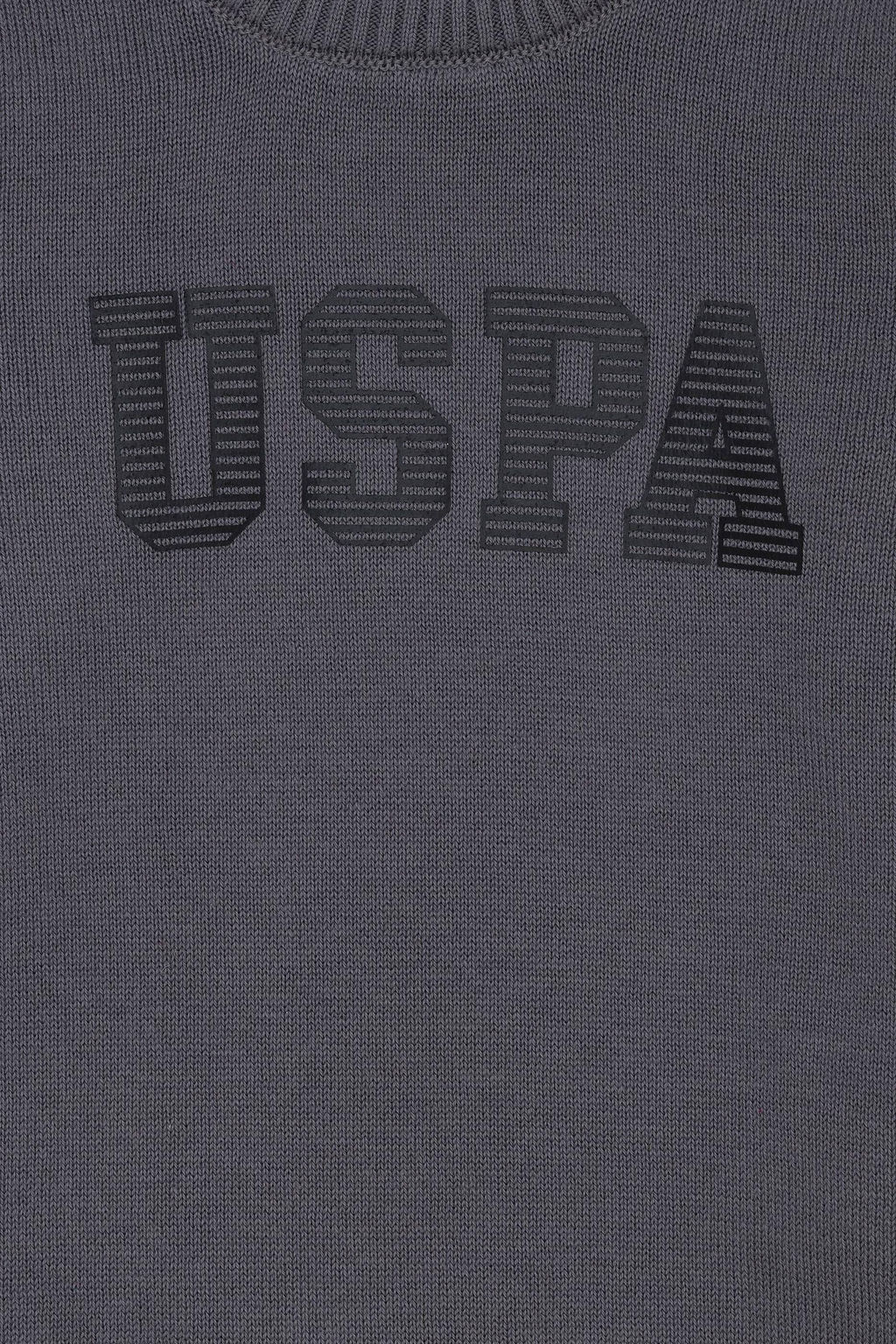 U. S. Polo Assn Серый меланжевый трикотажный свитер с круглым вырезом для мальчика - U.s. polo assn фото 4