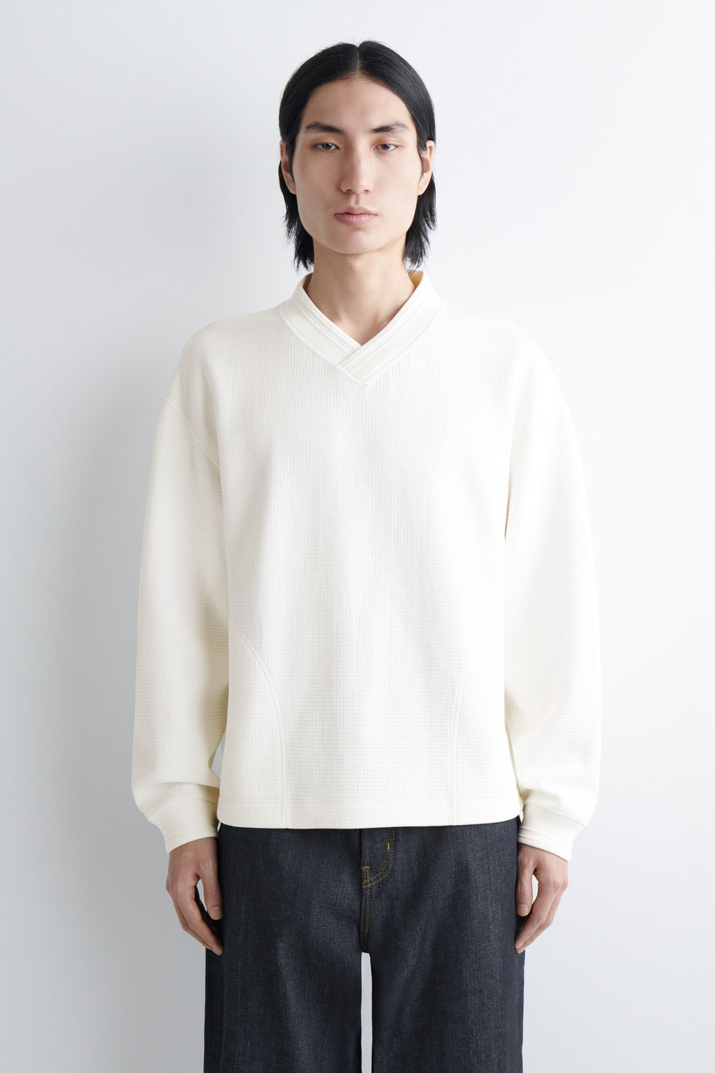 SUDADERA CON CUELLO DE PICO DE ALGOD?N CON TEXTURA - H&m фото 2