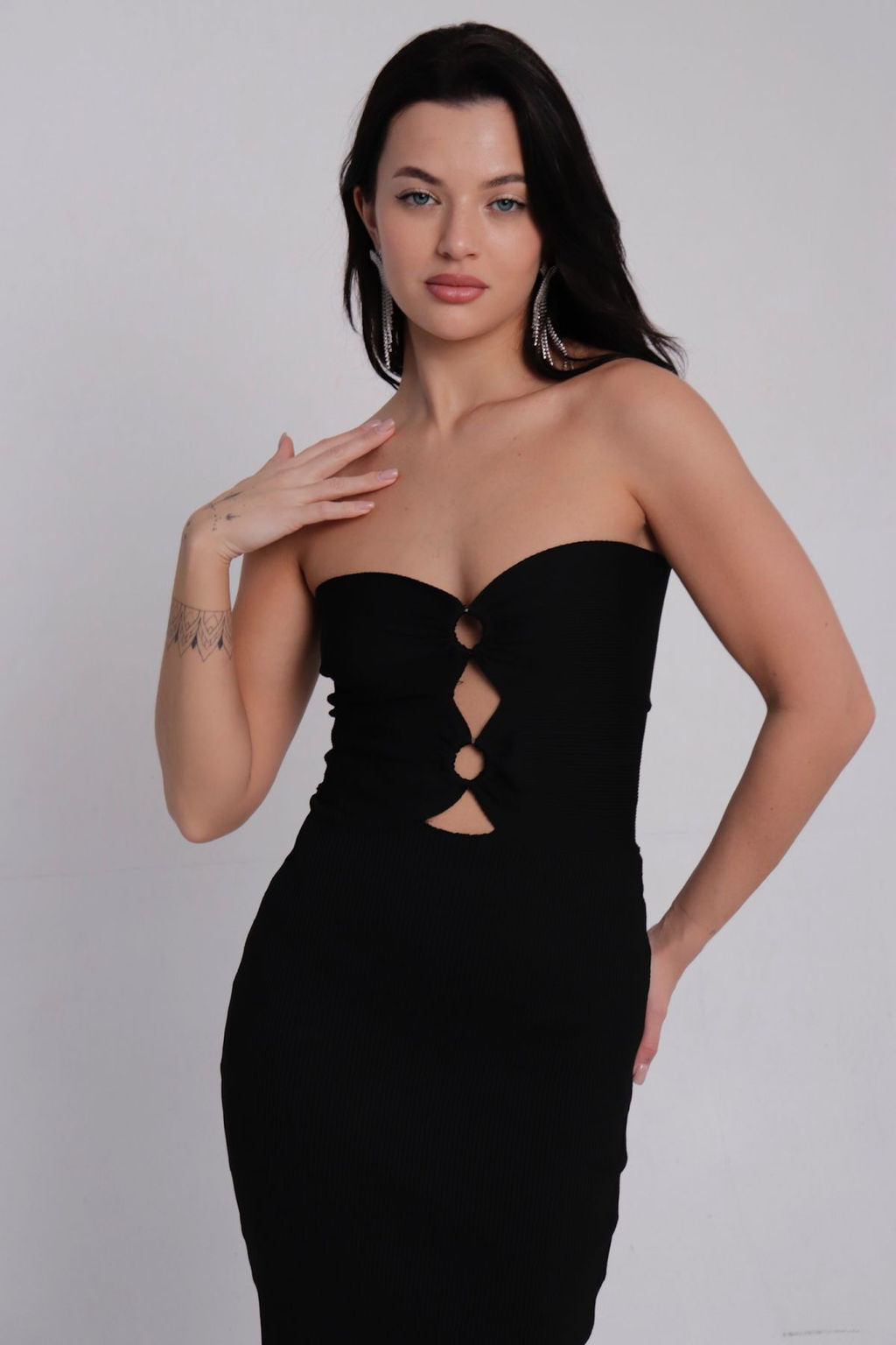 Платье-бандо вечернее чёрное - Martichelli фото 5