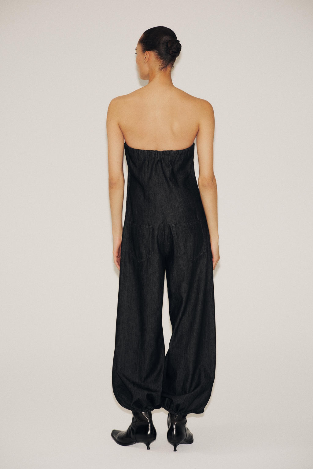 TRF DENIM BANDEAU JUMPSUIT - Zara фото 4