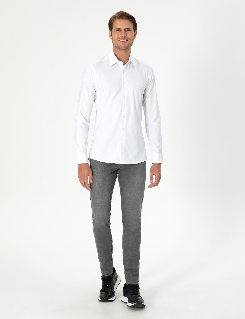 Рубашка Slim Fit белая с длинным рукавом