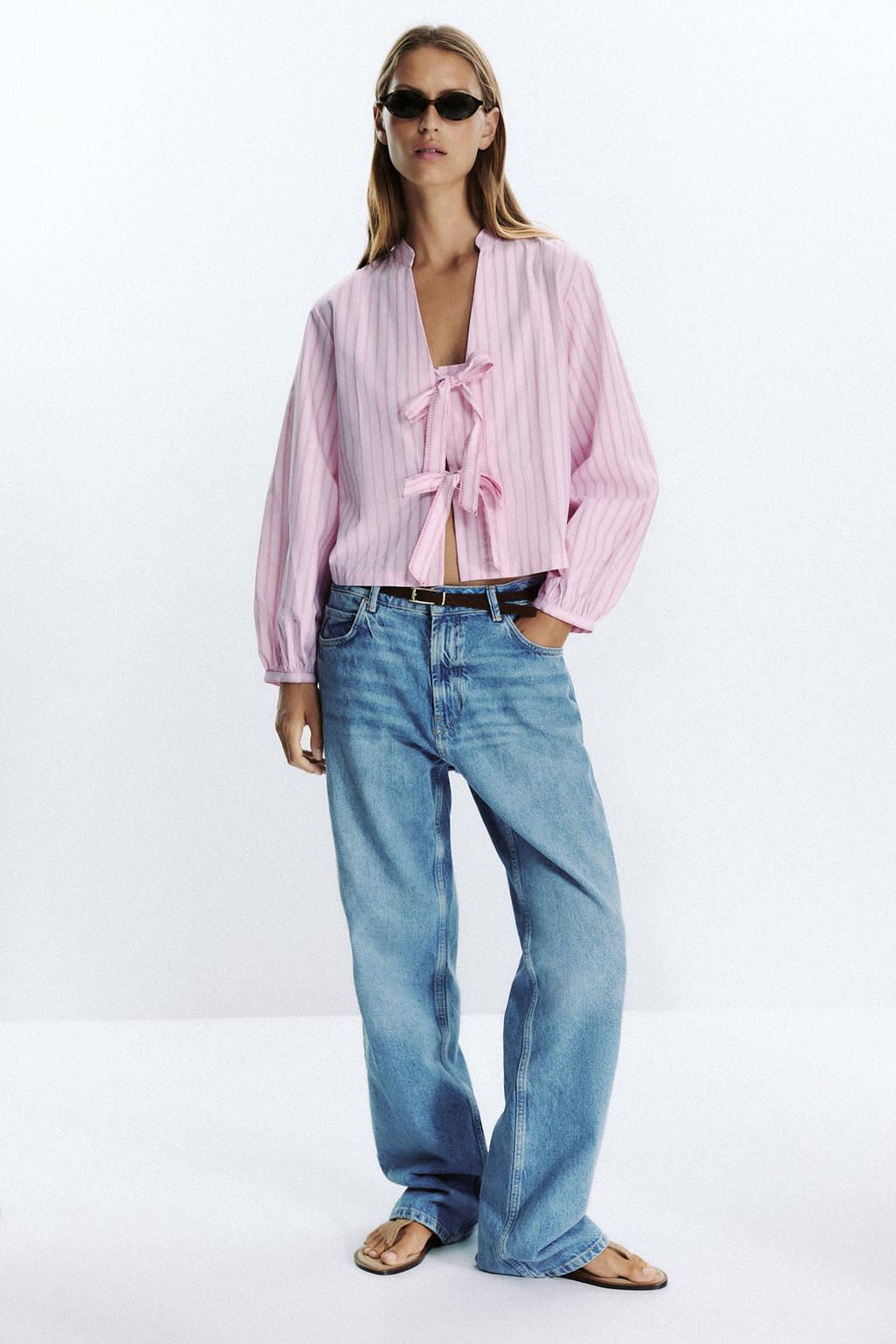 STRIPED POPLIN SHIRT WITH TIES - Zara фото 20
