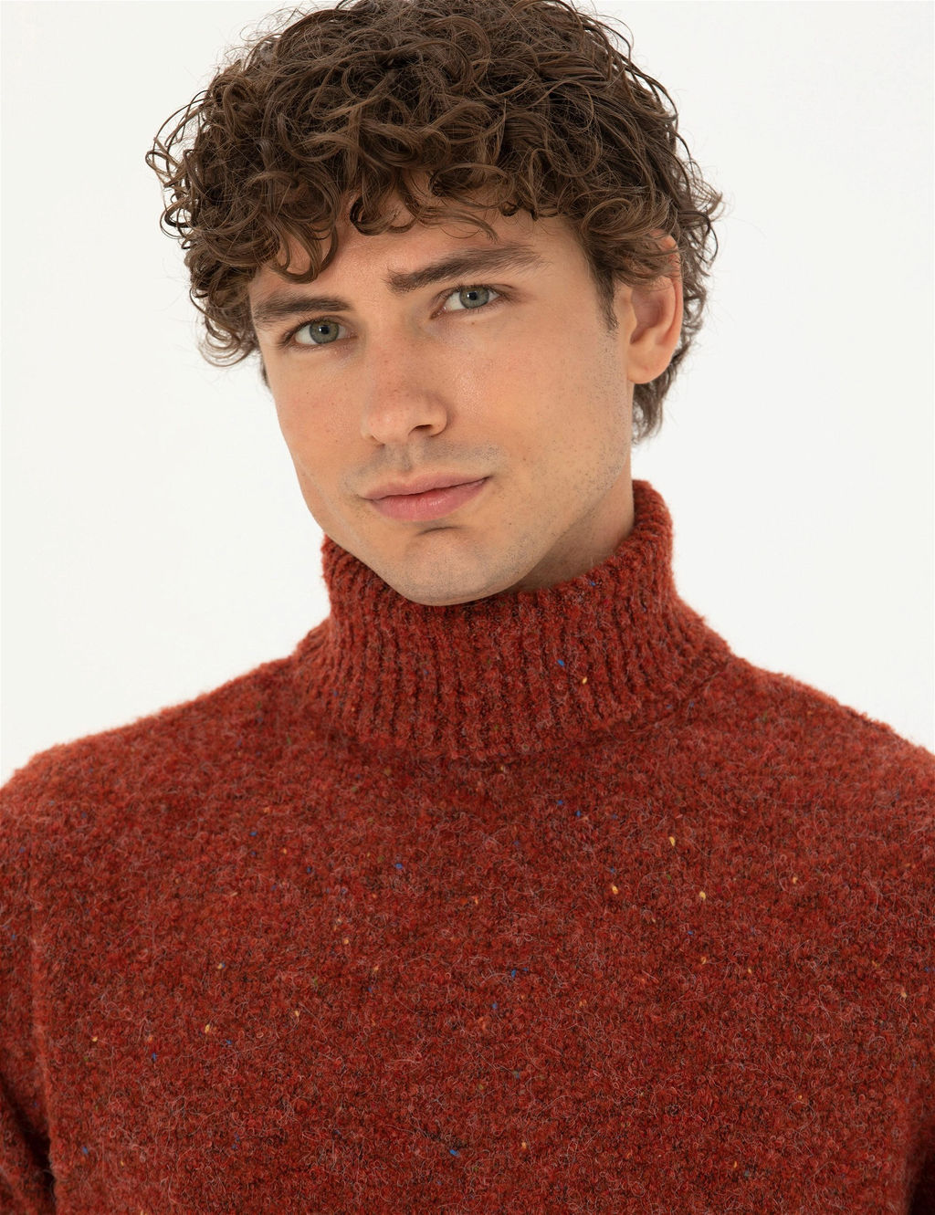 Kiremit Regular Fit Bal_k__ Yaka Y_n Kar___ml_ Triko Kazak - Pierre cardin фото 2