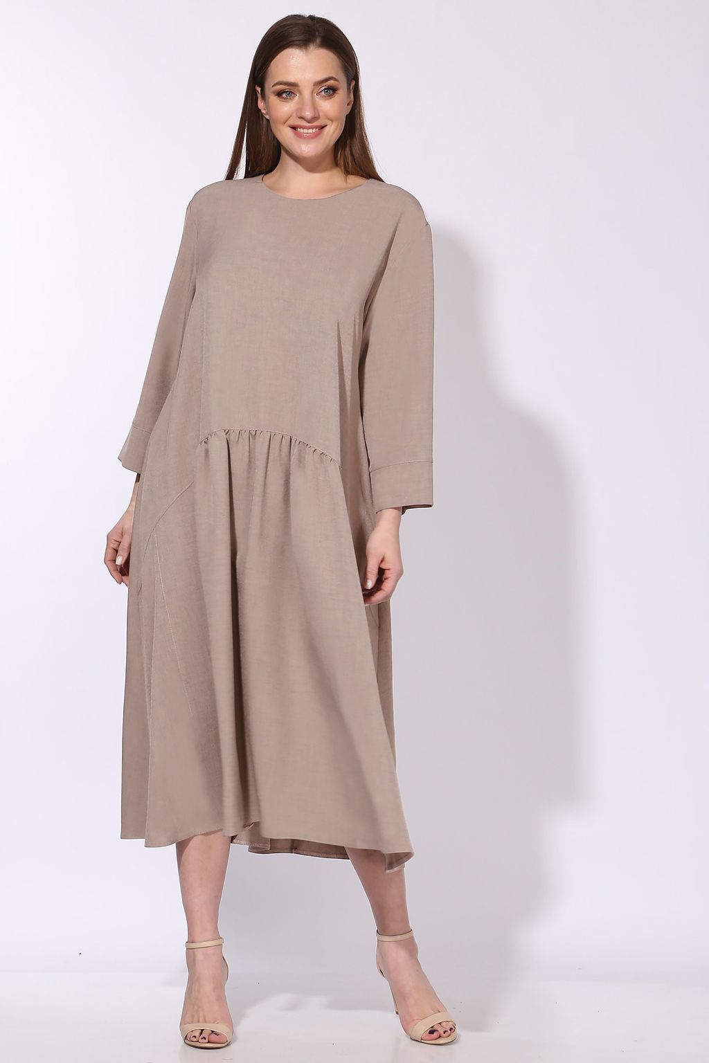 Платье пудрового цвета больших размеров женское из вискозы