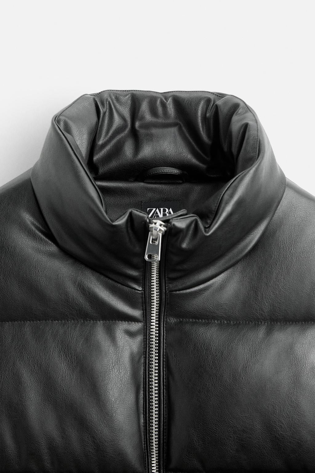 LEATHER EFFECT PUFFER JACKET - Zara фото 9