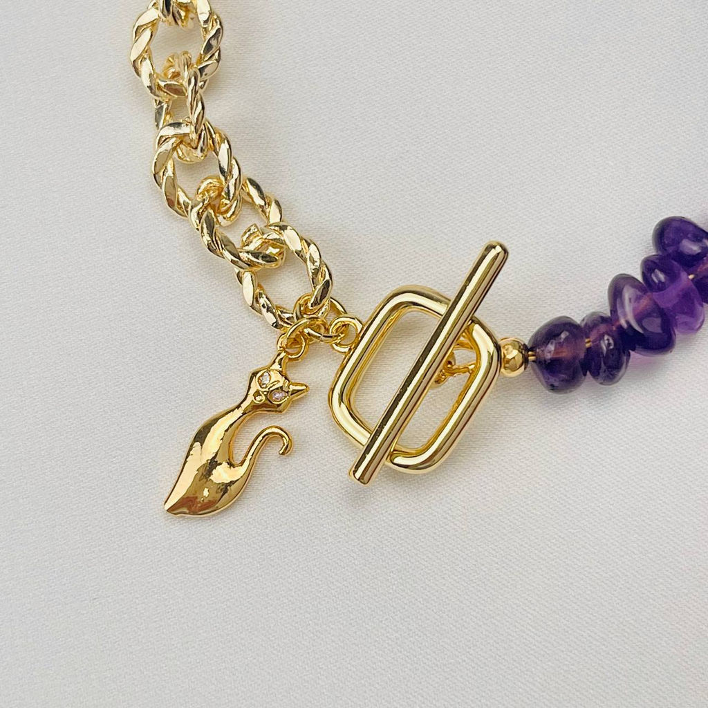 Браслет из Аметиста с цепочкой 18 см