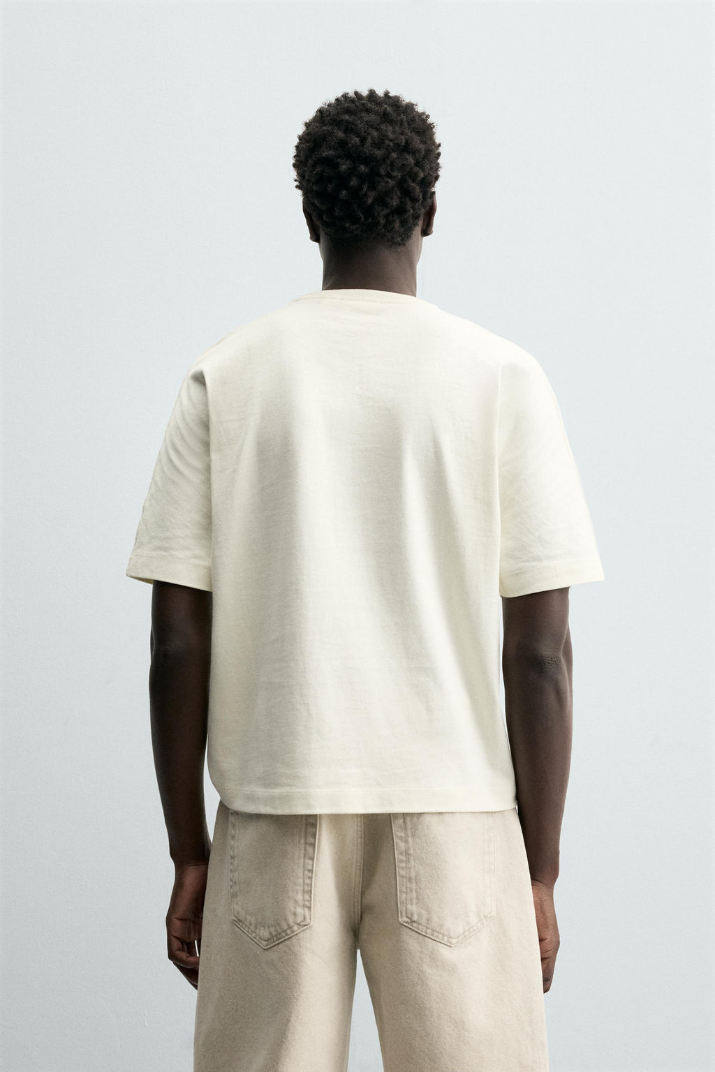 CAMISETA BOXY FIT HEAVYWEIGHT / Vainilla - Zara фото 3