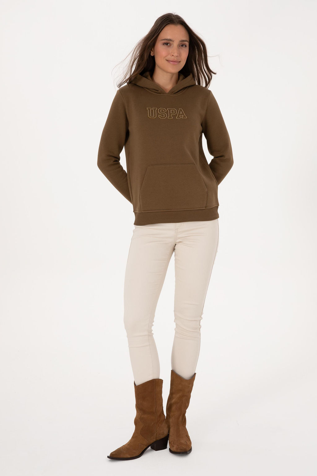 Kad_n Haki Basic Sweatshirt Sepette S_rpriz _ndirim - U.s. polo assn фото 4