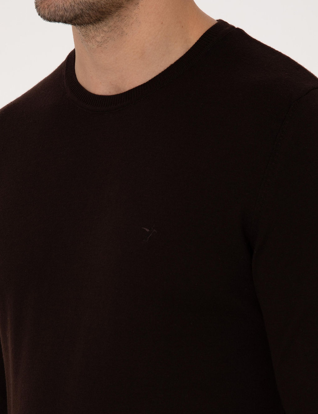 Kahverengi Regular Fit Y_n Kar___ml_ Fermuarl_ Polo Yaka Basic Triko Kazak - Cacharel фото 7