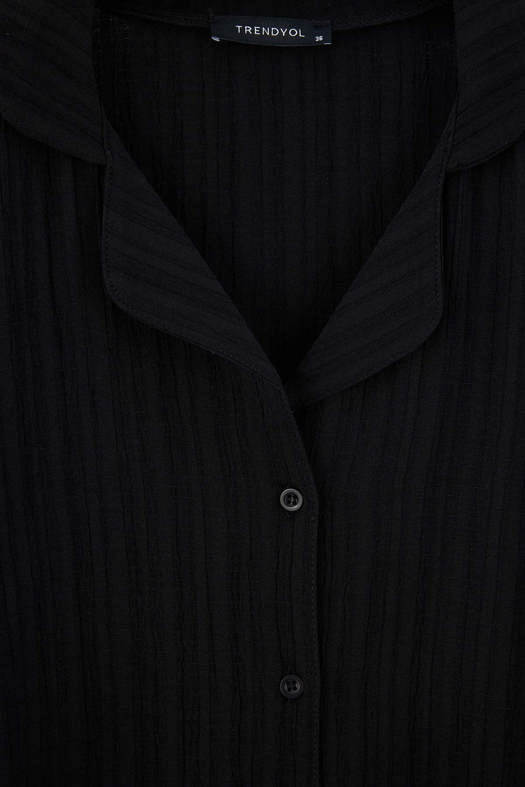 Siyah Crinkle Dokuma Pijama Tak_m_ THMAW27PT00116 - Trendyolmilla фото 2