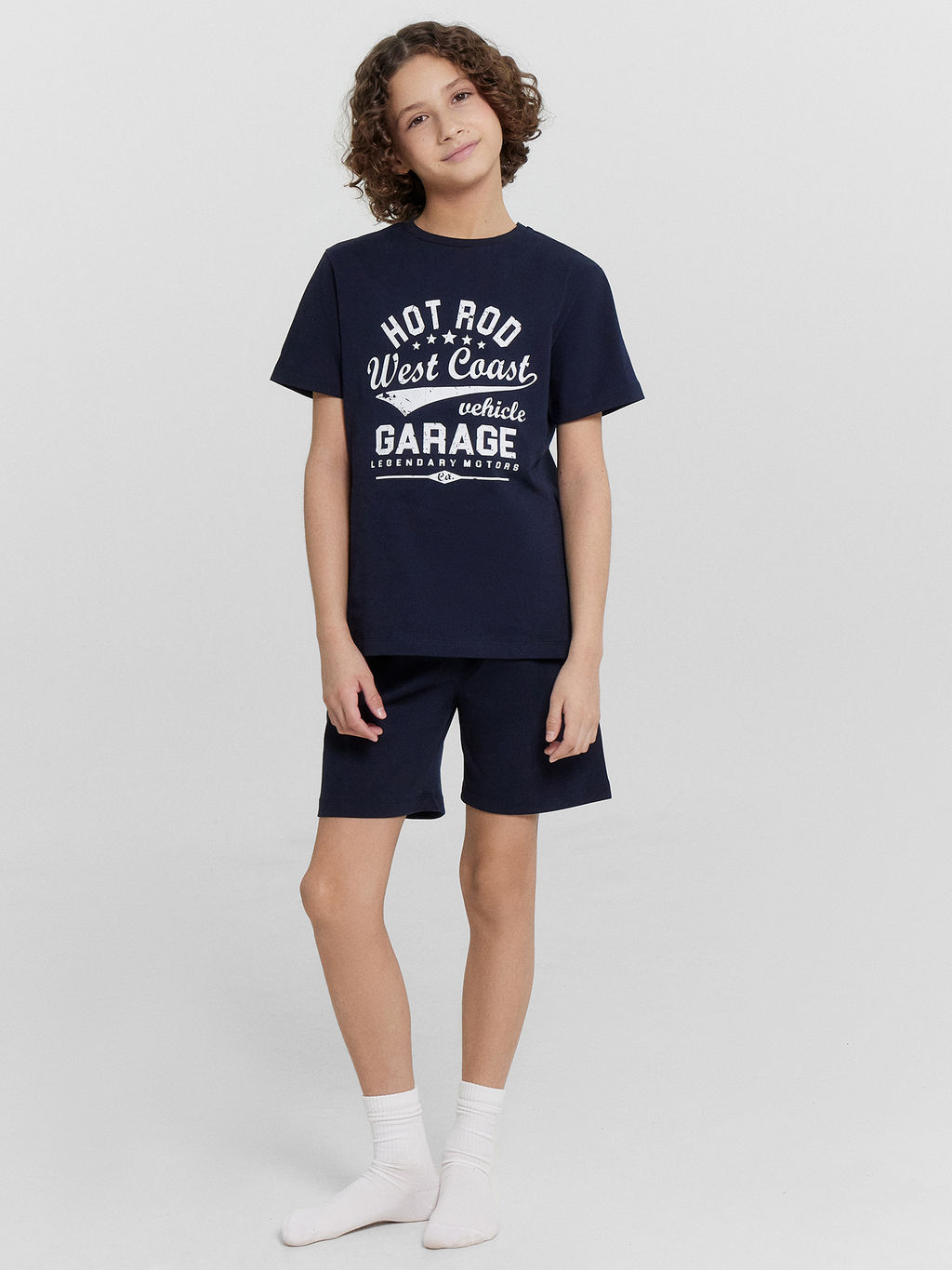 Комплект домашний для мальчиков синий с принтом "West coast"