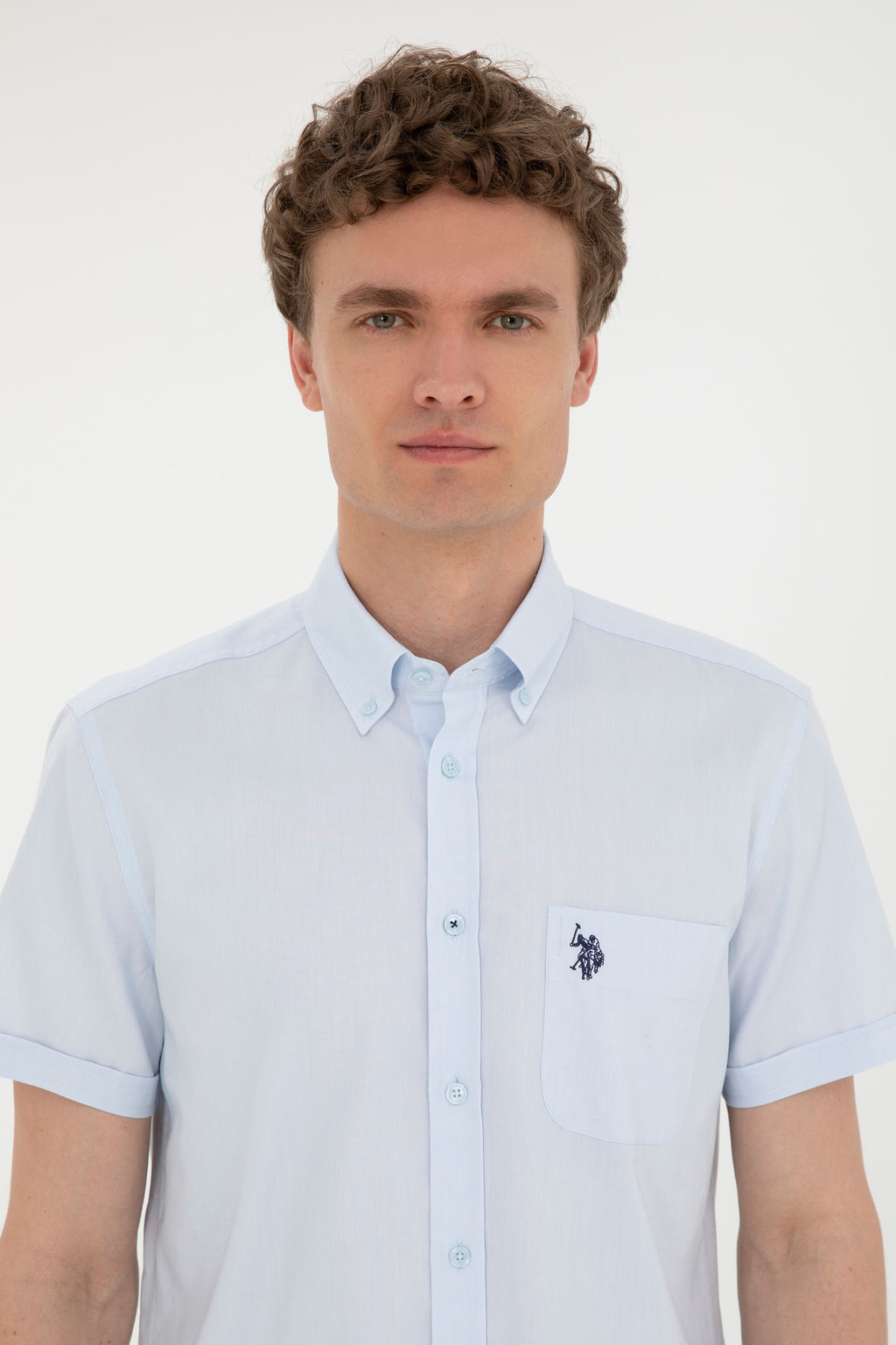 U. S. Polo Assn / Мужская голубая рубашка с коротким рукавом - U.s. polo assn фото 16