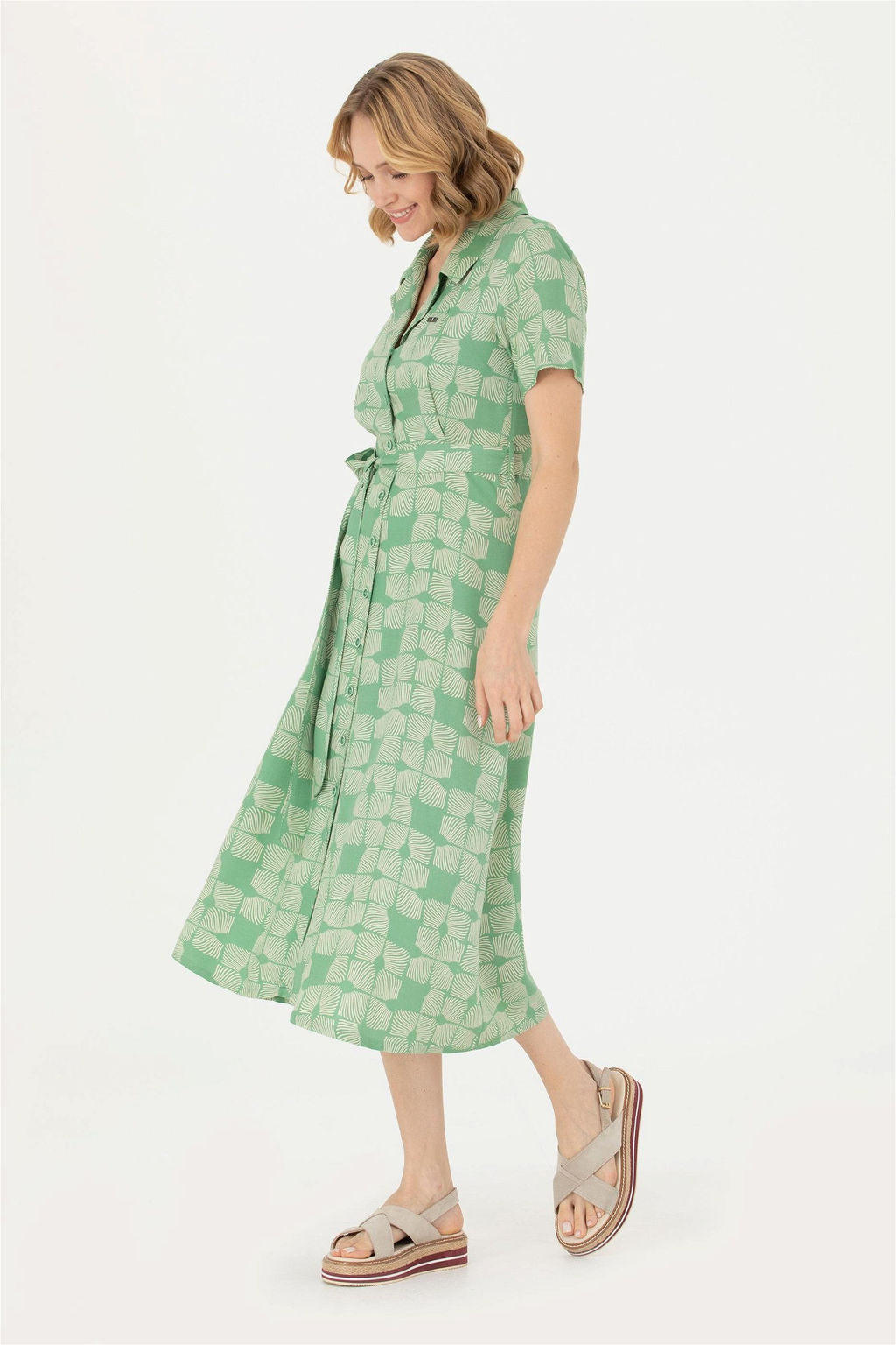 Женское зеленое тканое платье - U.s. polo assn фото 10