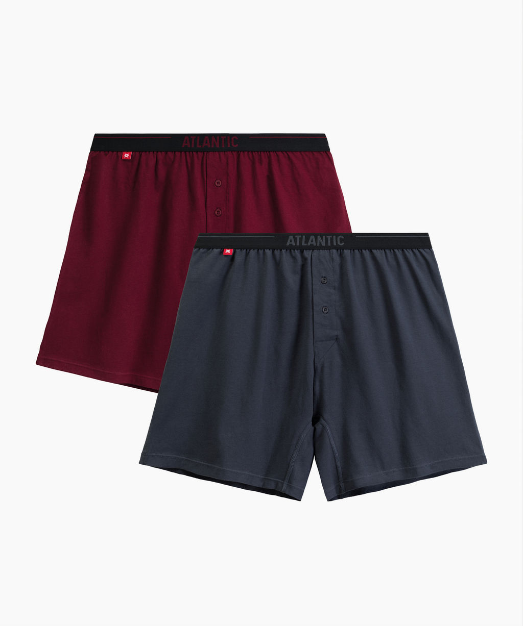 ATLANTIC 2MBX-025 Трусы боксеры Solid - набор (2 шт.) графитовый + каберне