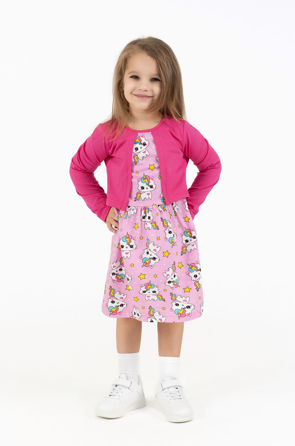 Платье детское розовое с болеро (98-104)