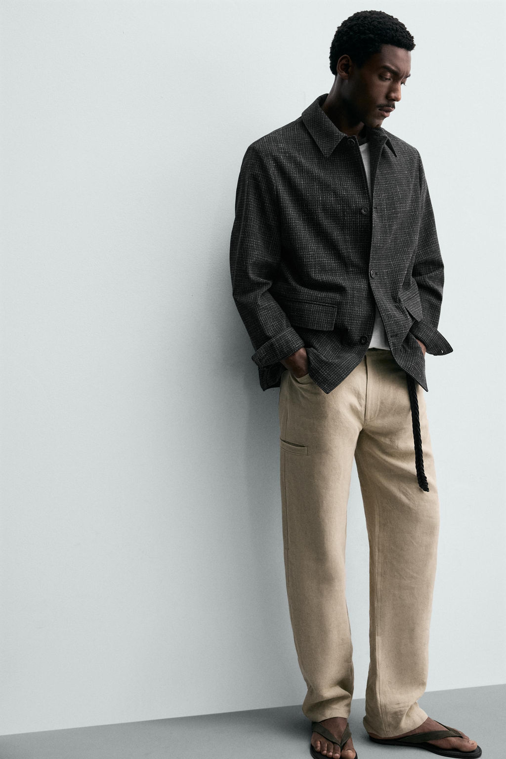 BLAZER RELAXED FIT ESTRUCTURA WAFFLE / Negro - Zara фото 6