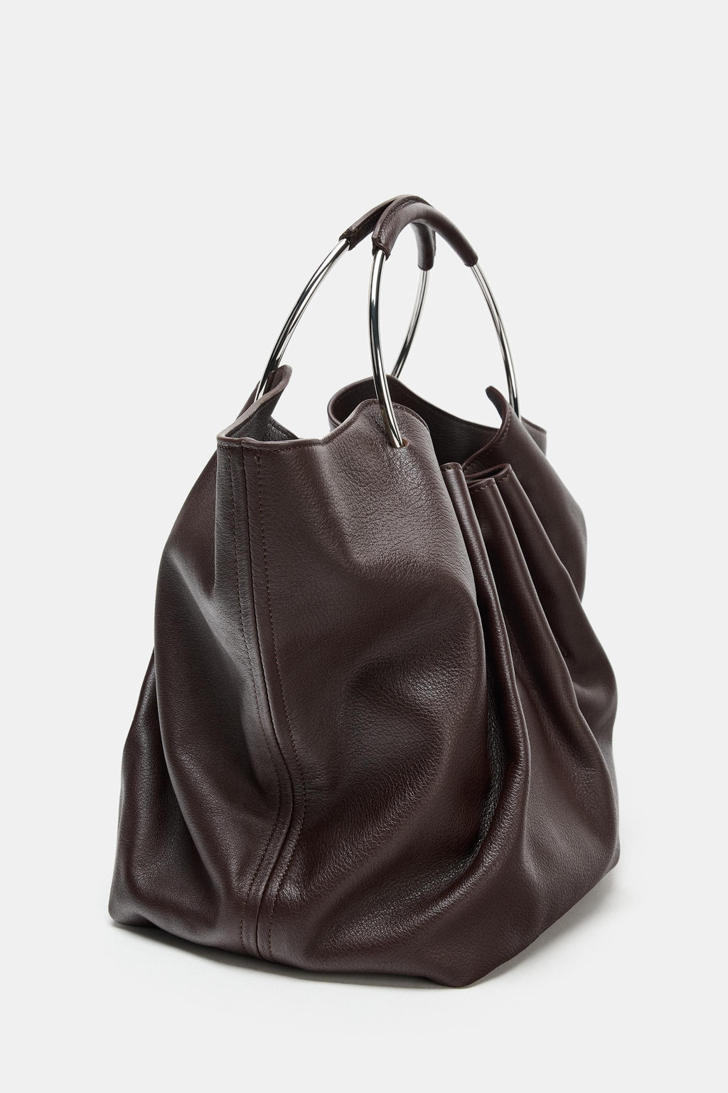 RIGID STRAP LEATHER BUCKET BAG - Zara фото 6