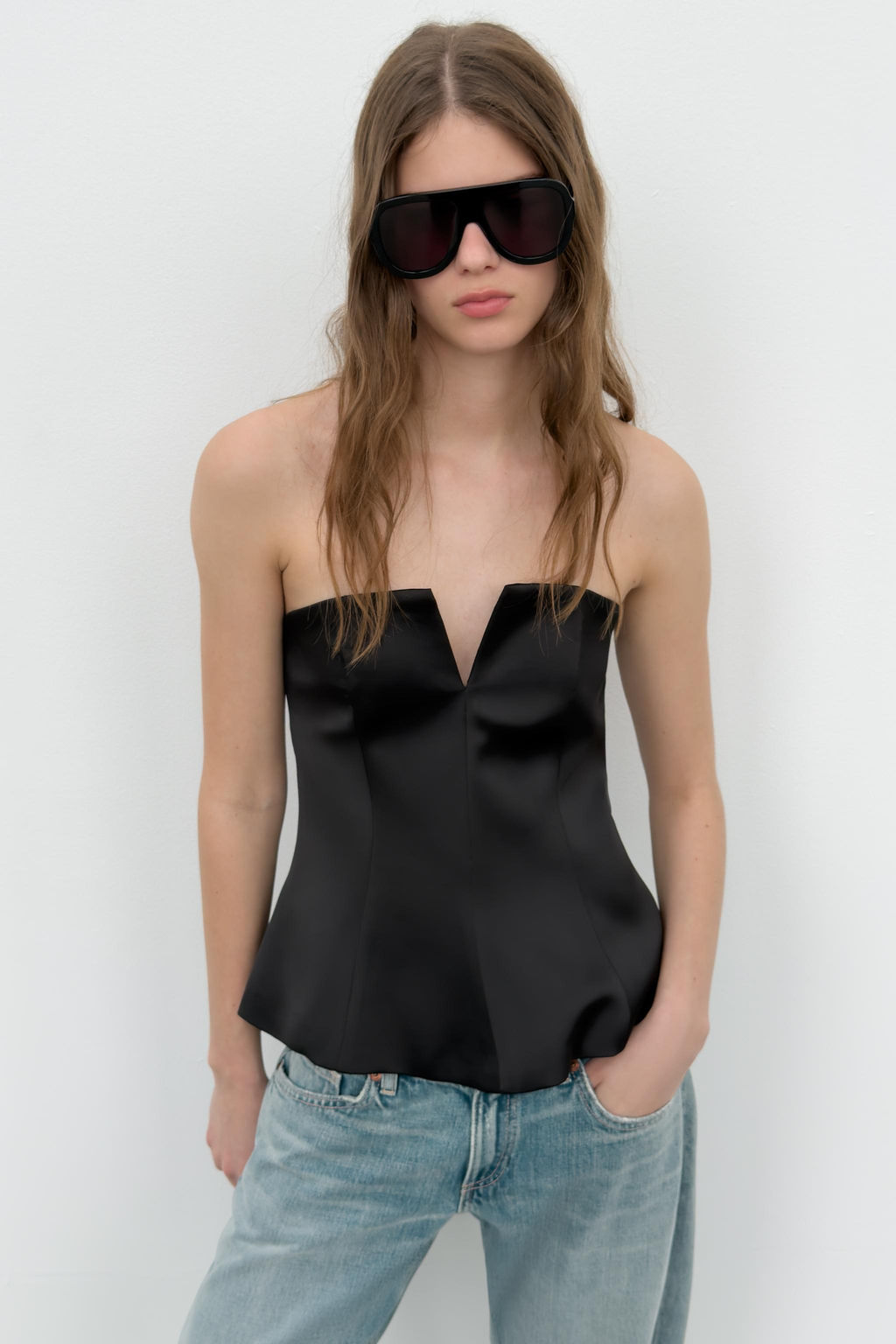 TOP BANDEAU SATINADO / Negro - Zara фото 2