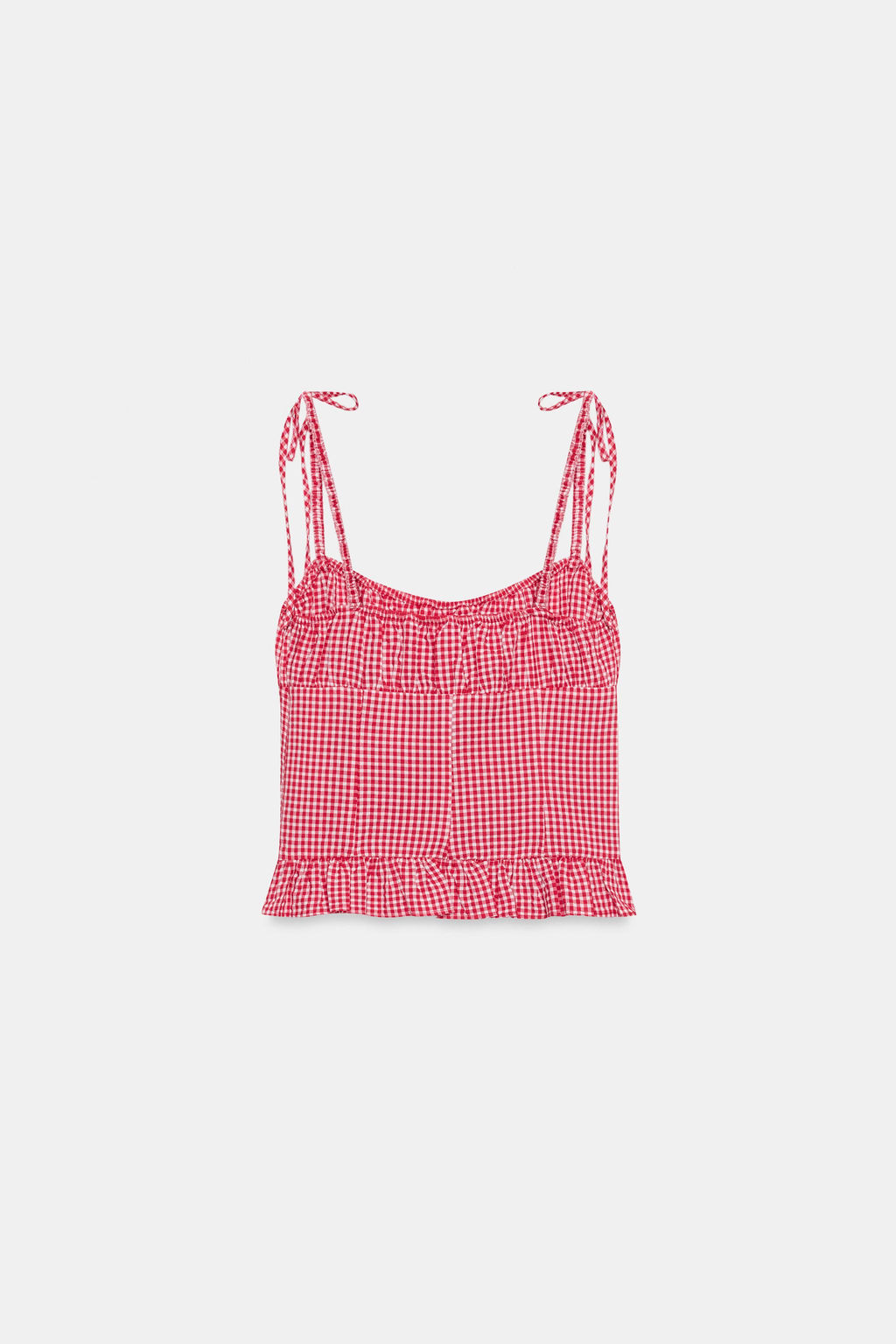 TOP FRUNCES CUADRO VICHY / Rojo / Blanco - Zara фото 6