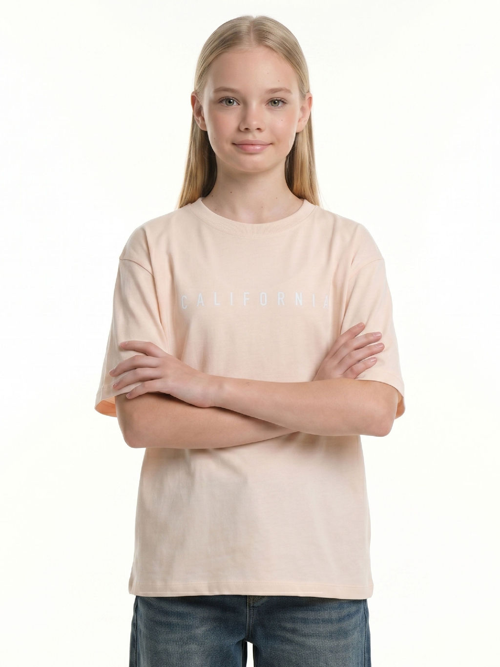 Футболка с принтом для девочки 22-9026 персик | черный - Mini maxi фото 6