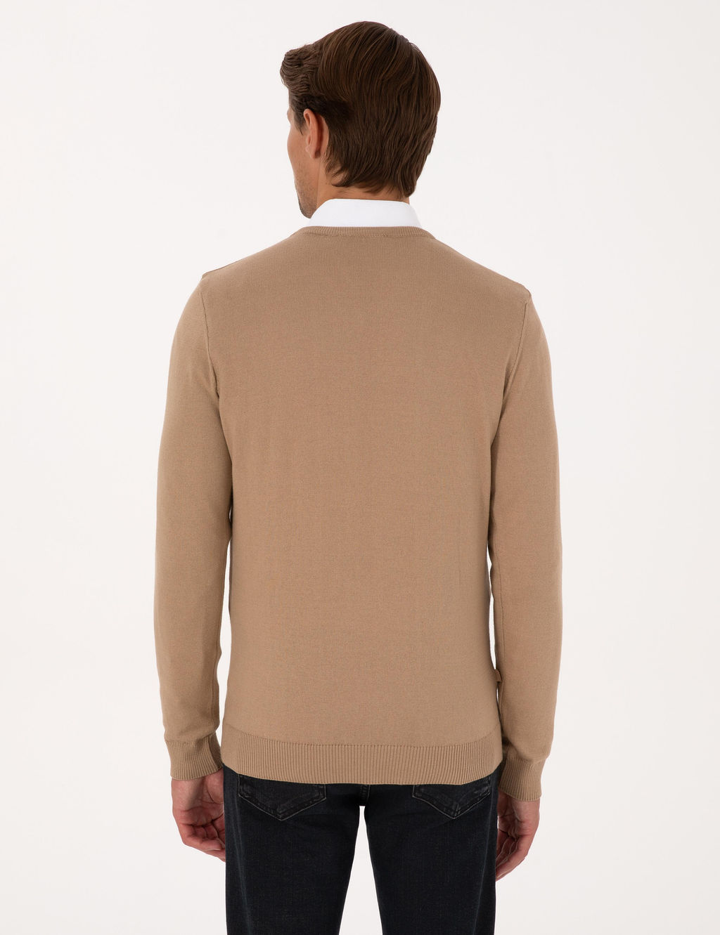 Camel Slim Fit V Yaka Basic Triko Kazak - Pierre cardin фото 5