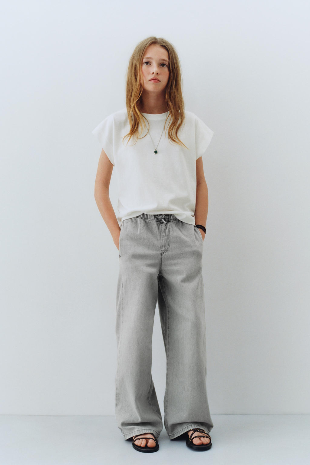 WIDE-LEG DRAWSTRING JEANS - Zara фото 5