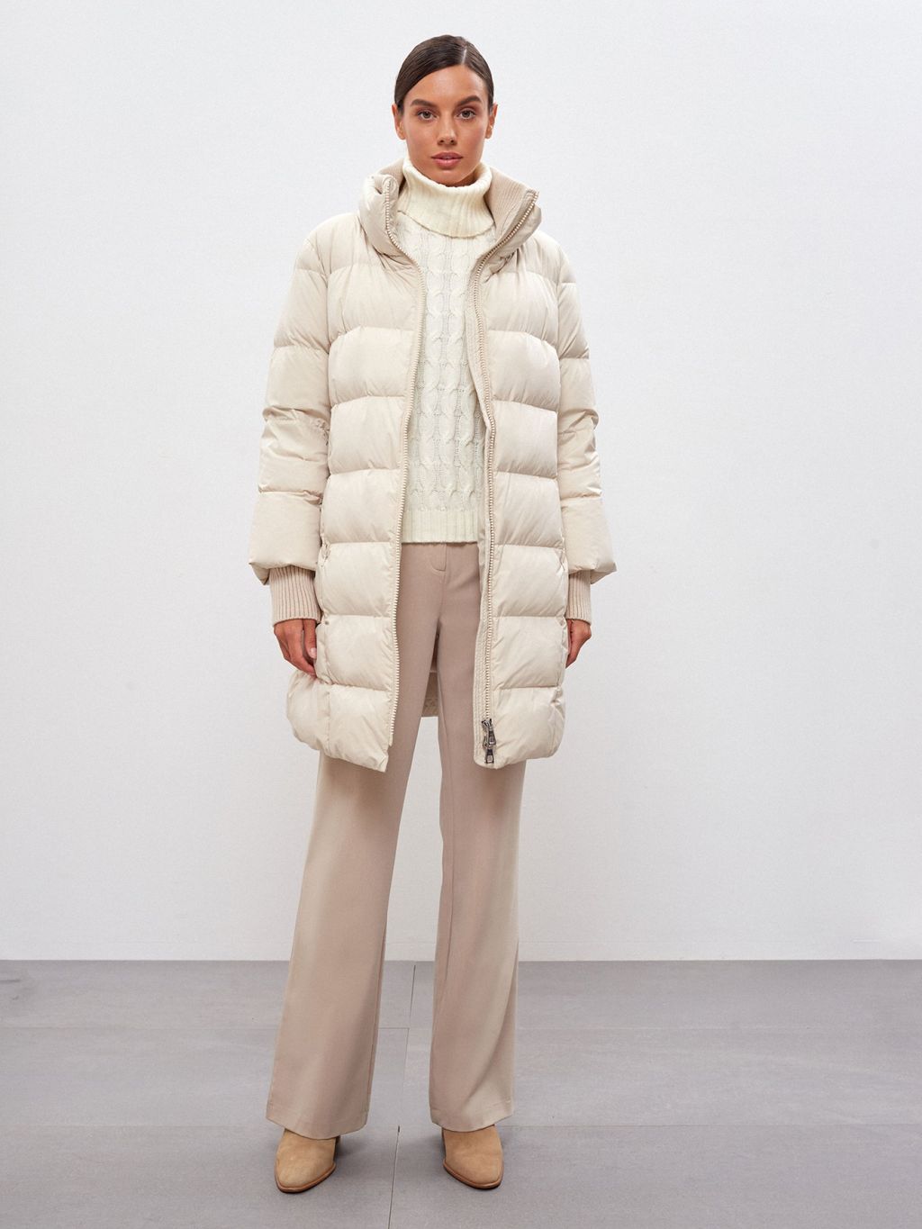 Conso/WDM 220509 - beige Пуховое Полупальто фото 4