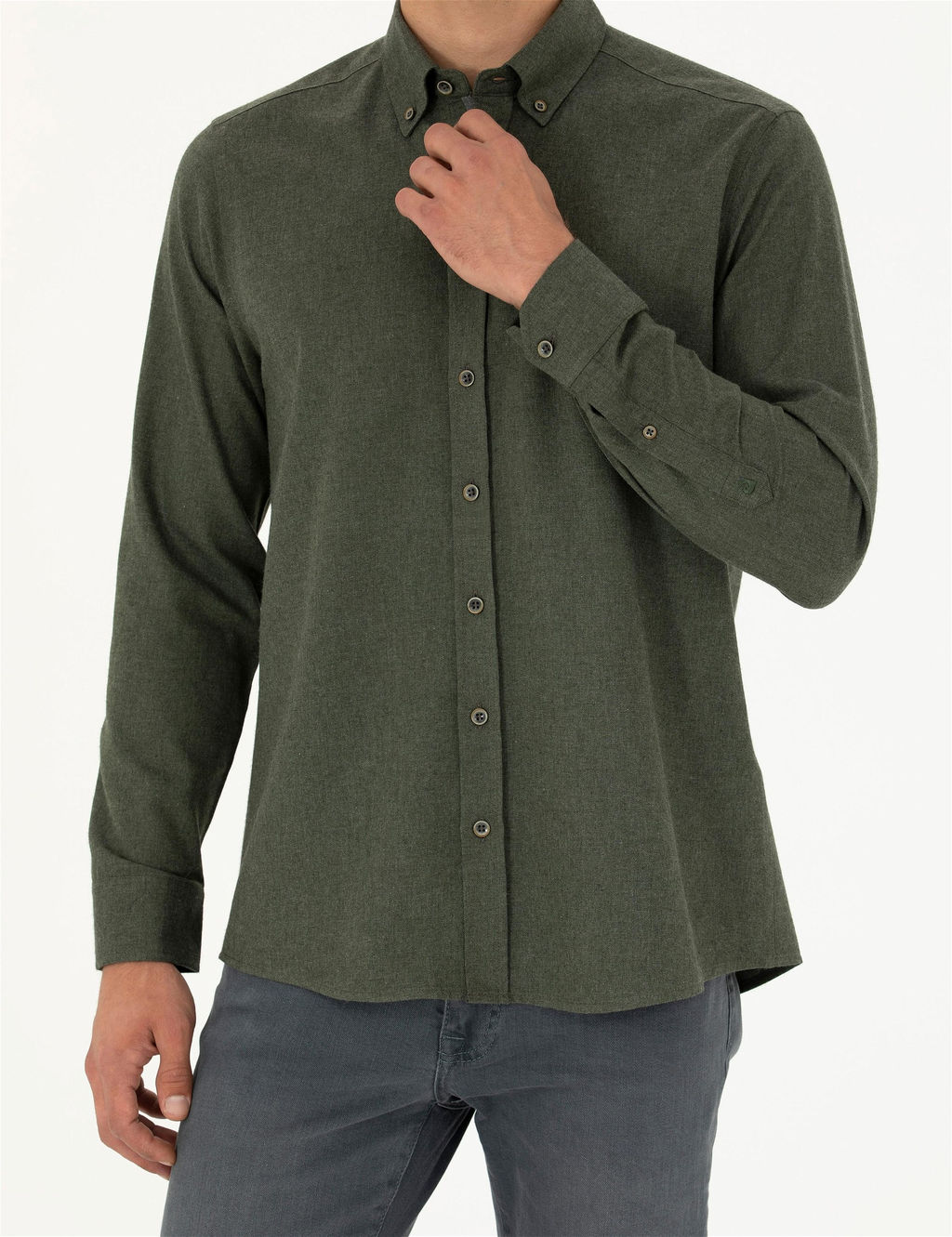 Haki Regular Fit Uzun Kollu G_mlek - Pierre cardin фото 6