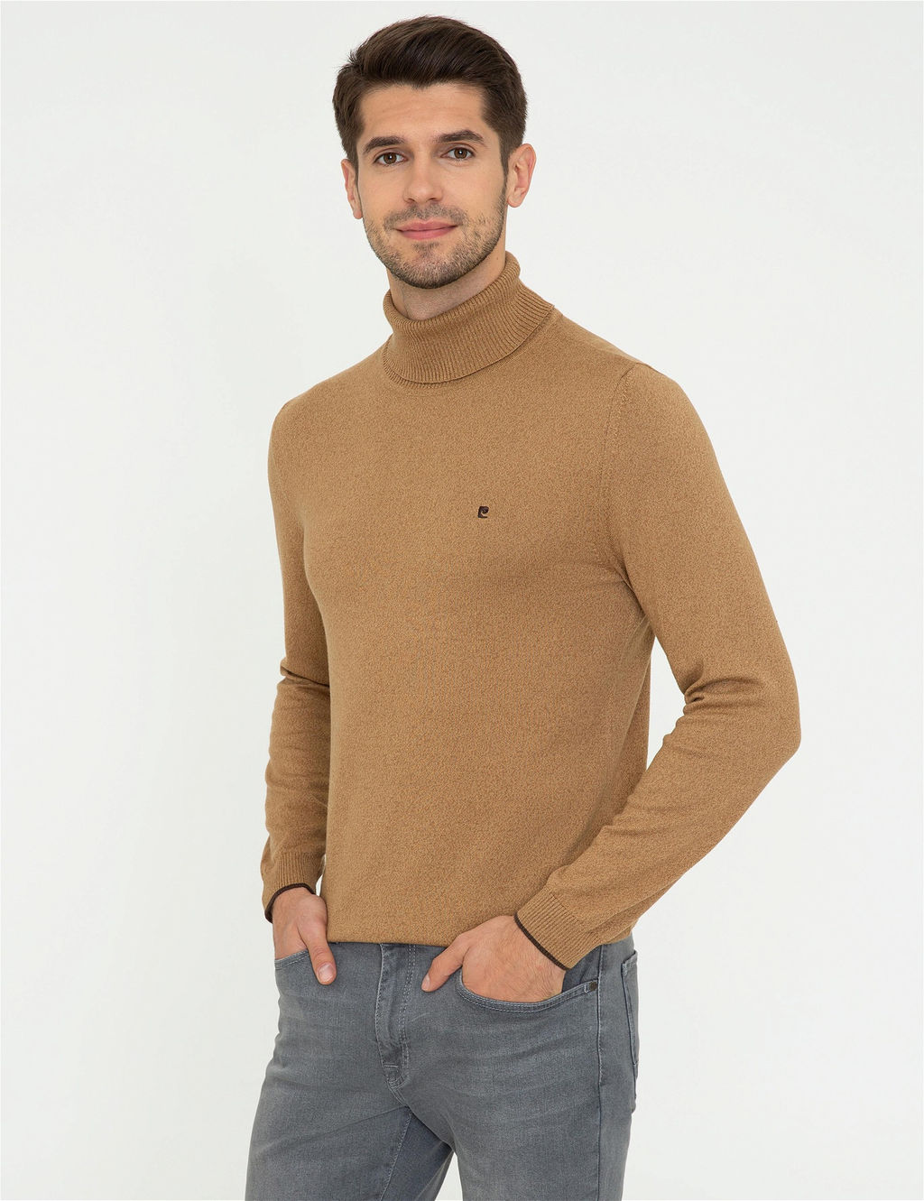 Camel Melanj Slim Fit Bal_k__ Yaka Basic Triko Kazak - Pierre cardin фото 3