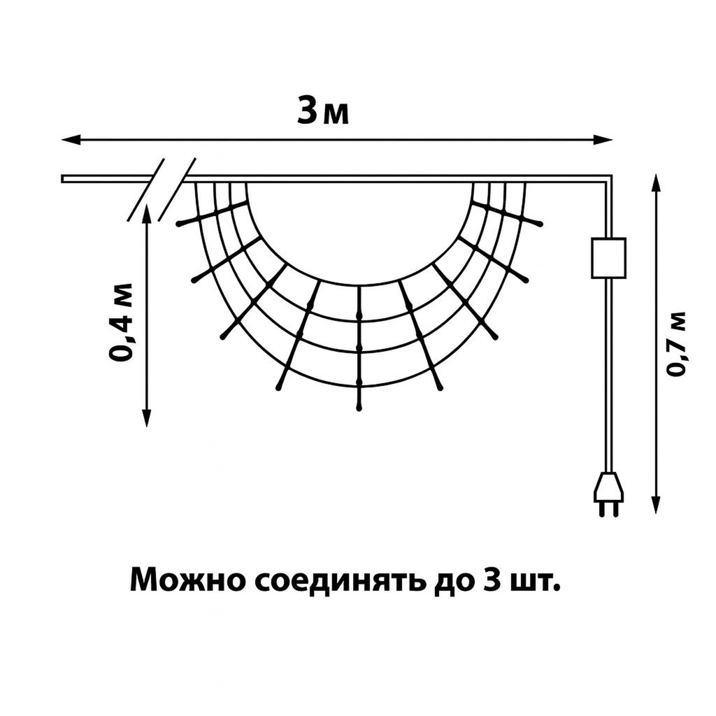 ULD-E3104-288/DTK BLUE IP20 RAINBOW-1 Занавес светодиодный фигурный "Радуга-1", 3,1х0,4м. 4 подвеса. 288 светодиодов. Синий свет. Провод прозрачный. TM Uniel.