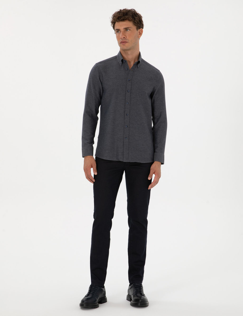 Lacivert Slim Fit Uzun Kollu G_mlek