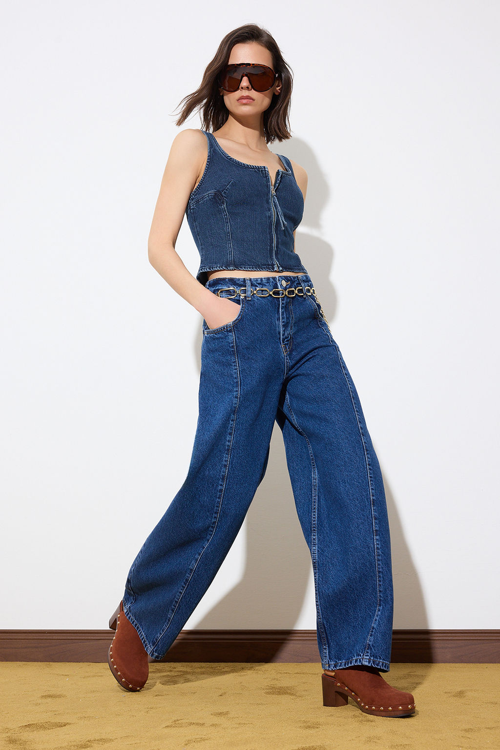 Mavi DOKUMLU Tencel Kar?s?ml? Dikis Detayl? Yuksek Bel Baggy Jeans TWOSS26JE00008 - Trendyolmilla фото 4