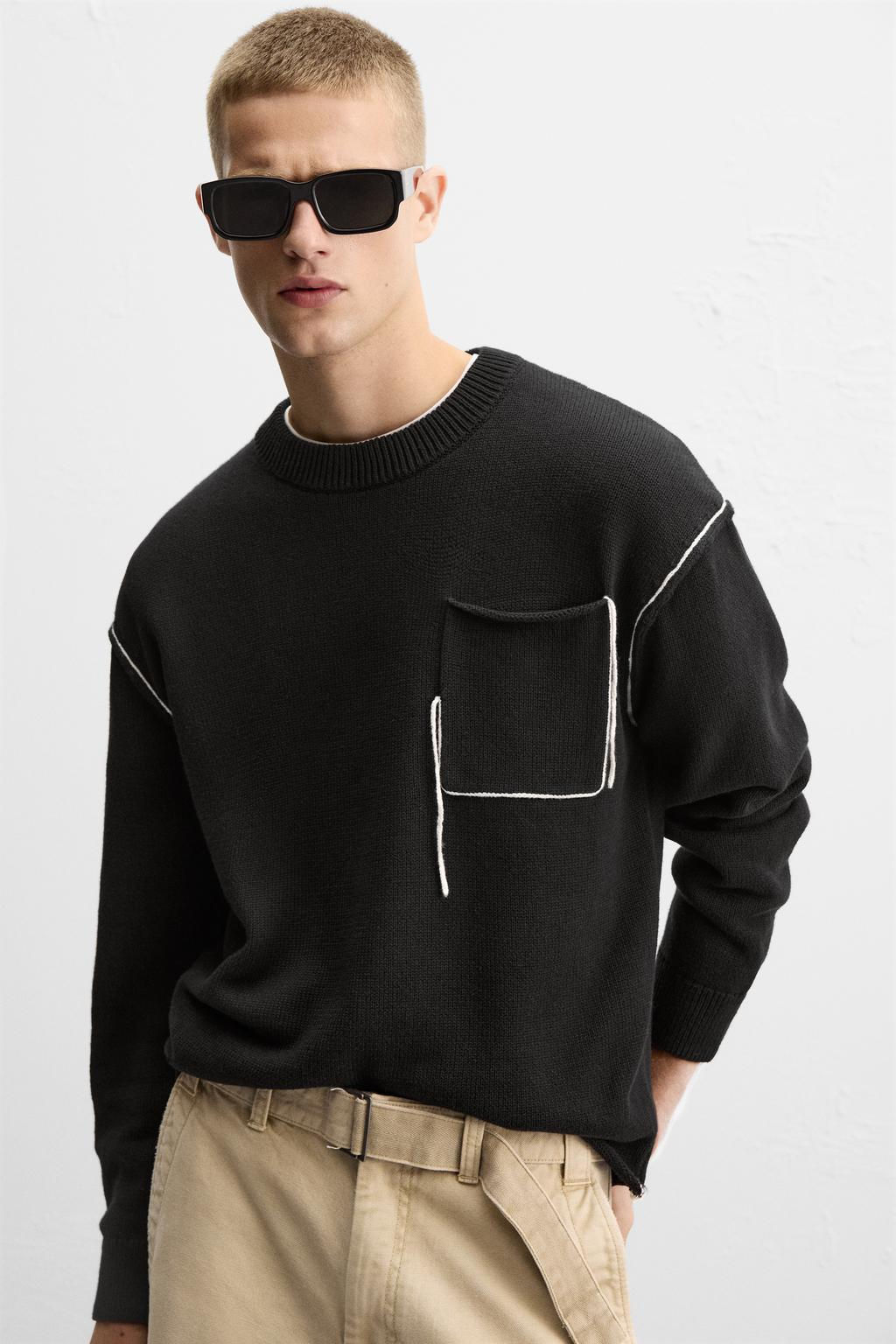 SWEATER WITH CONTRASTING STRIP - Zara фото 5