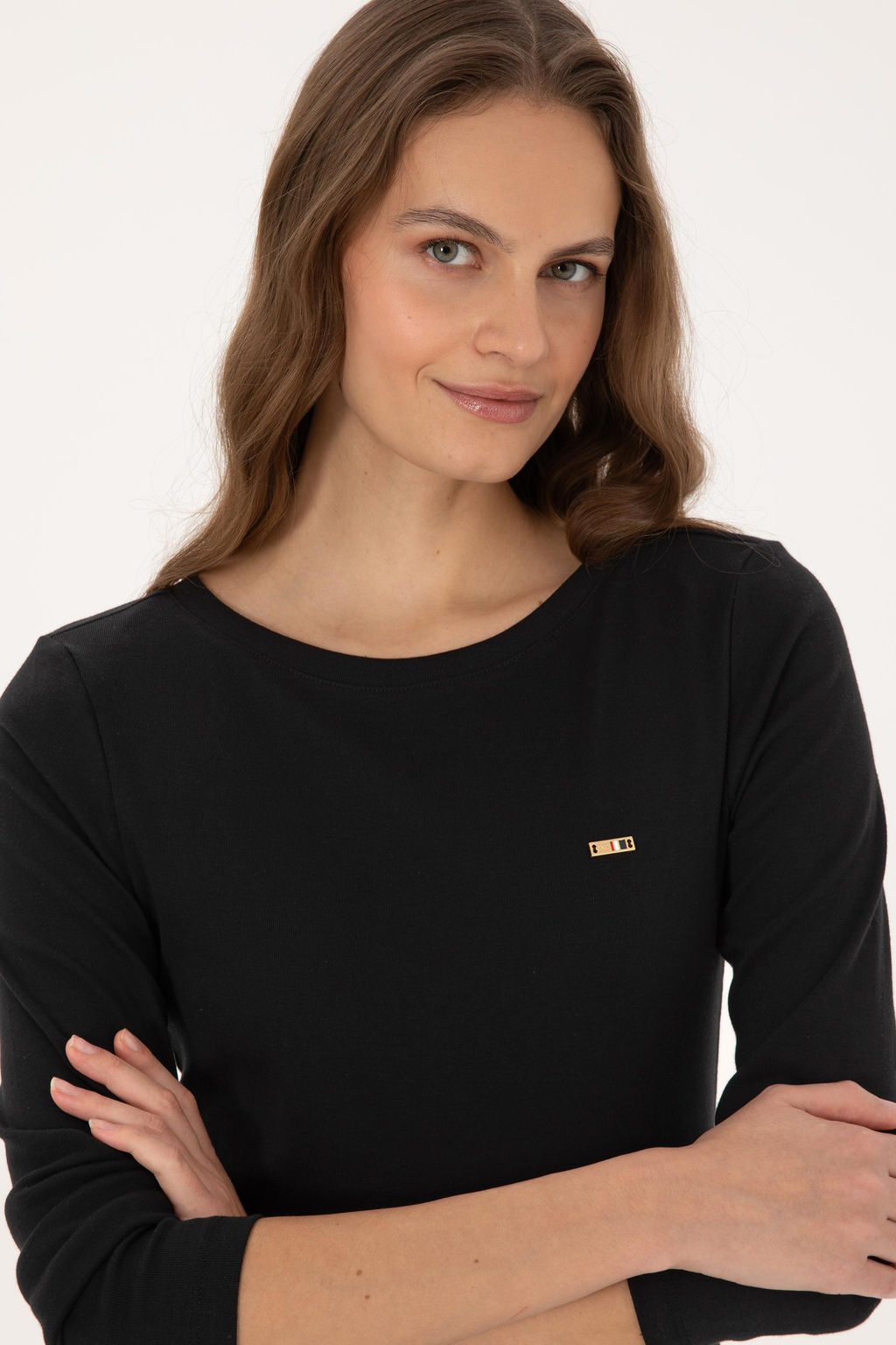 Kad_n Siyah Slim Bisiklet Yaka Basic Sweatsh_rt
