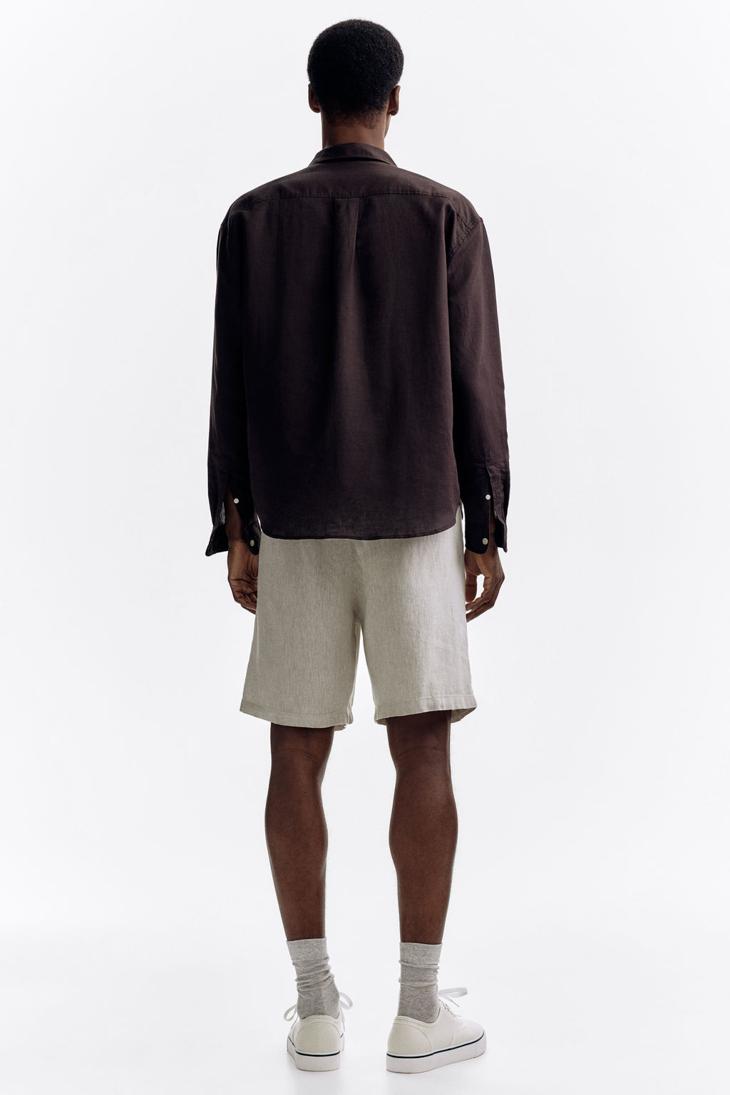Pantal?n corto en mezcla de lino Relaxed Fit - H&m фото 5