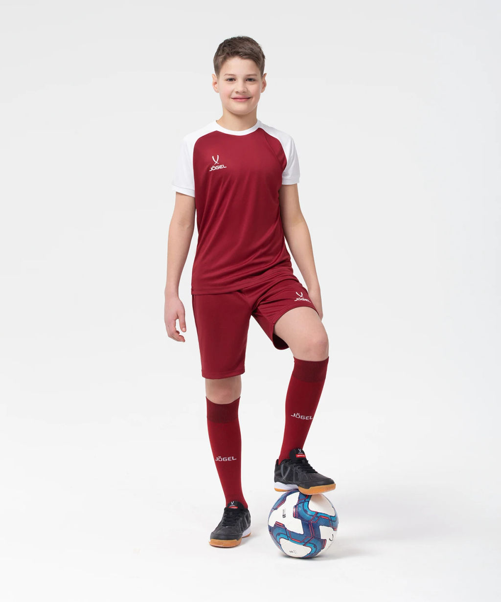 Футболка игровая JOGEL CAMP Reglan Jersey, гранатовый/белый, детский