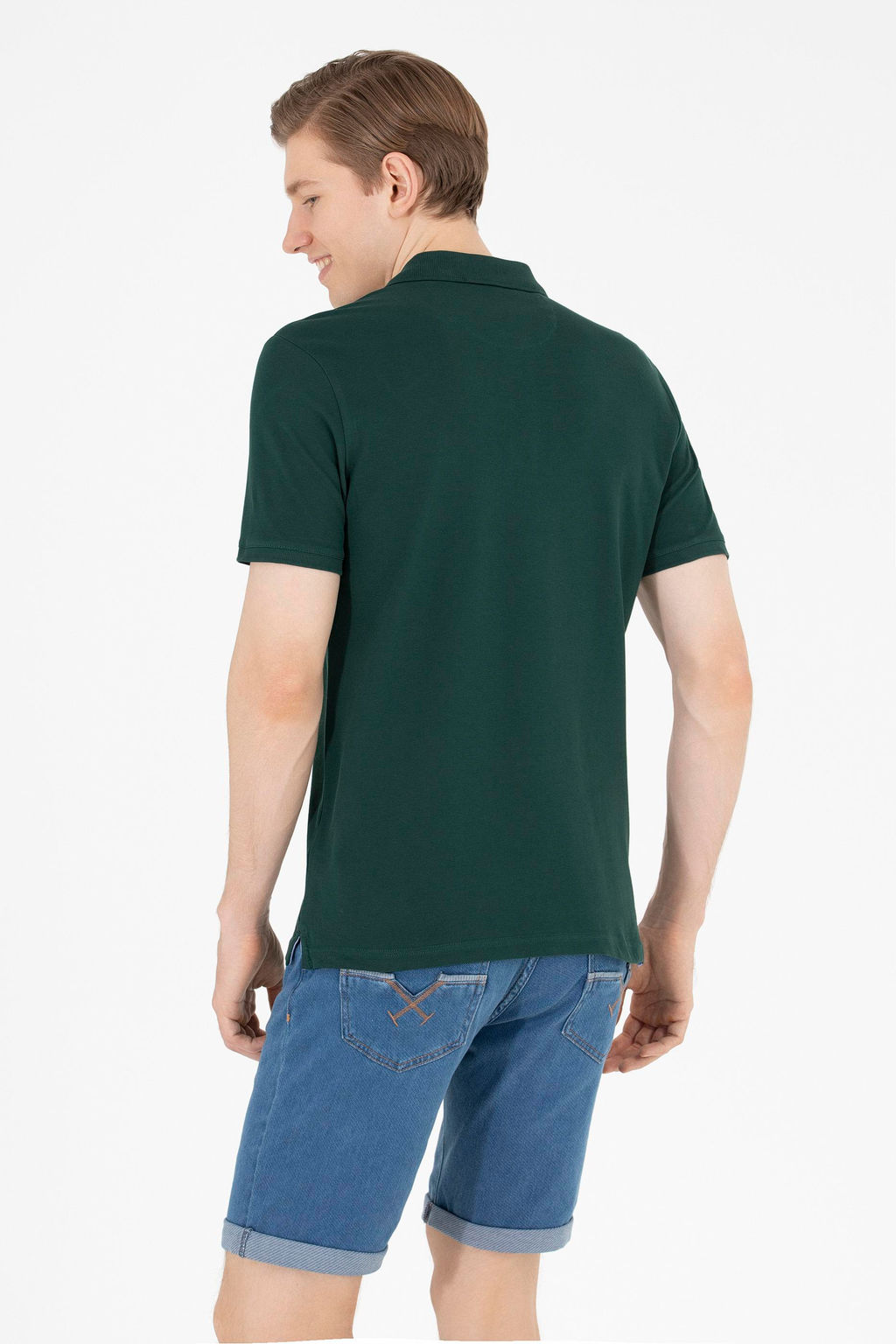 Мужская темно-зеленая футболка с воротником поло Basic - U.s. polo assn фото 6